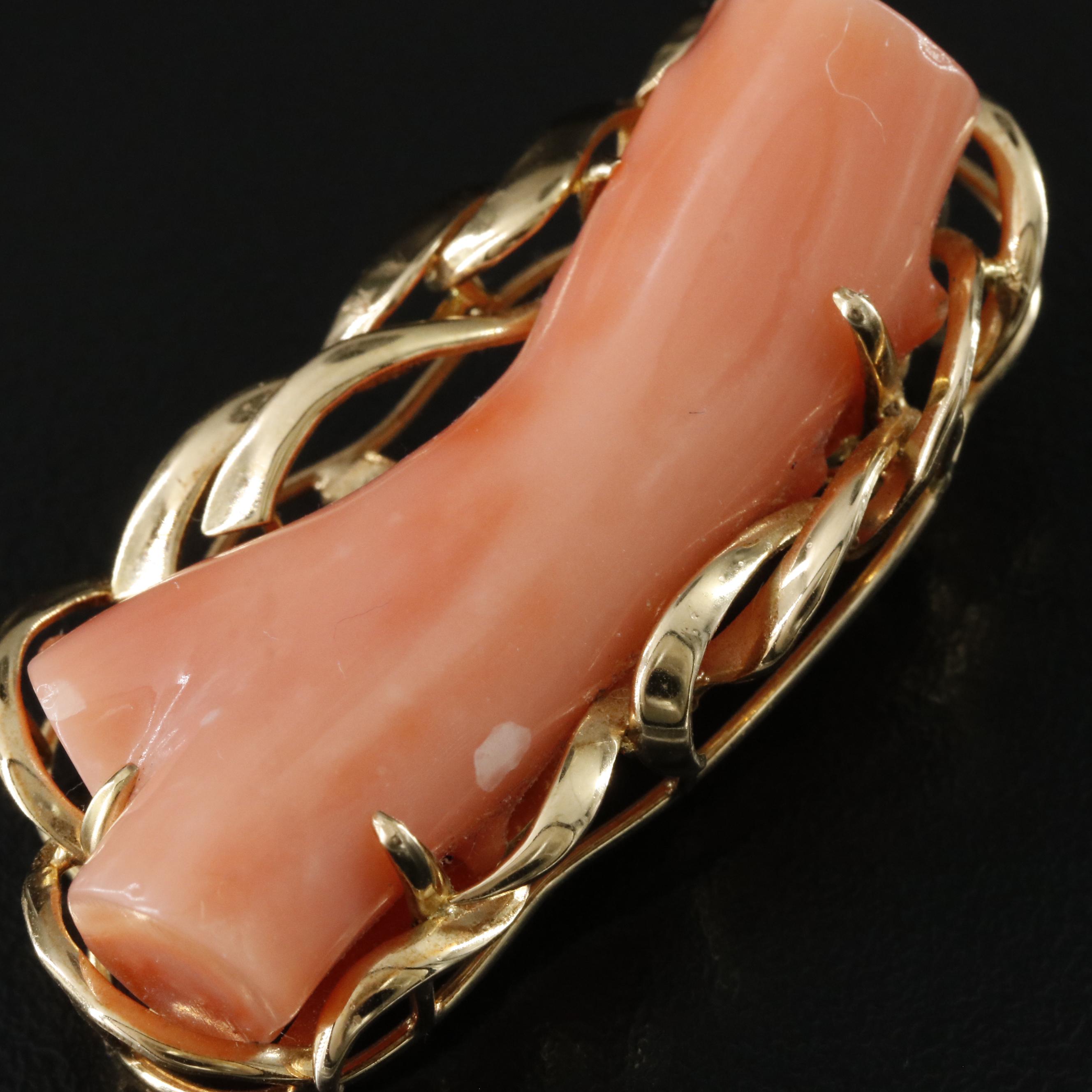 Vintage 14K Coral Converter Brooch