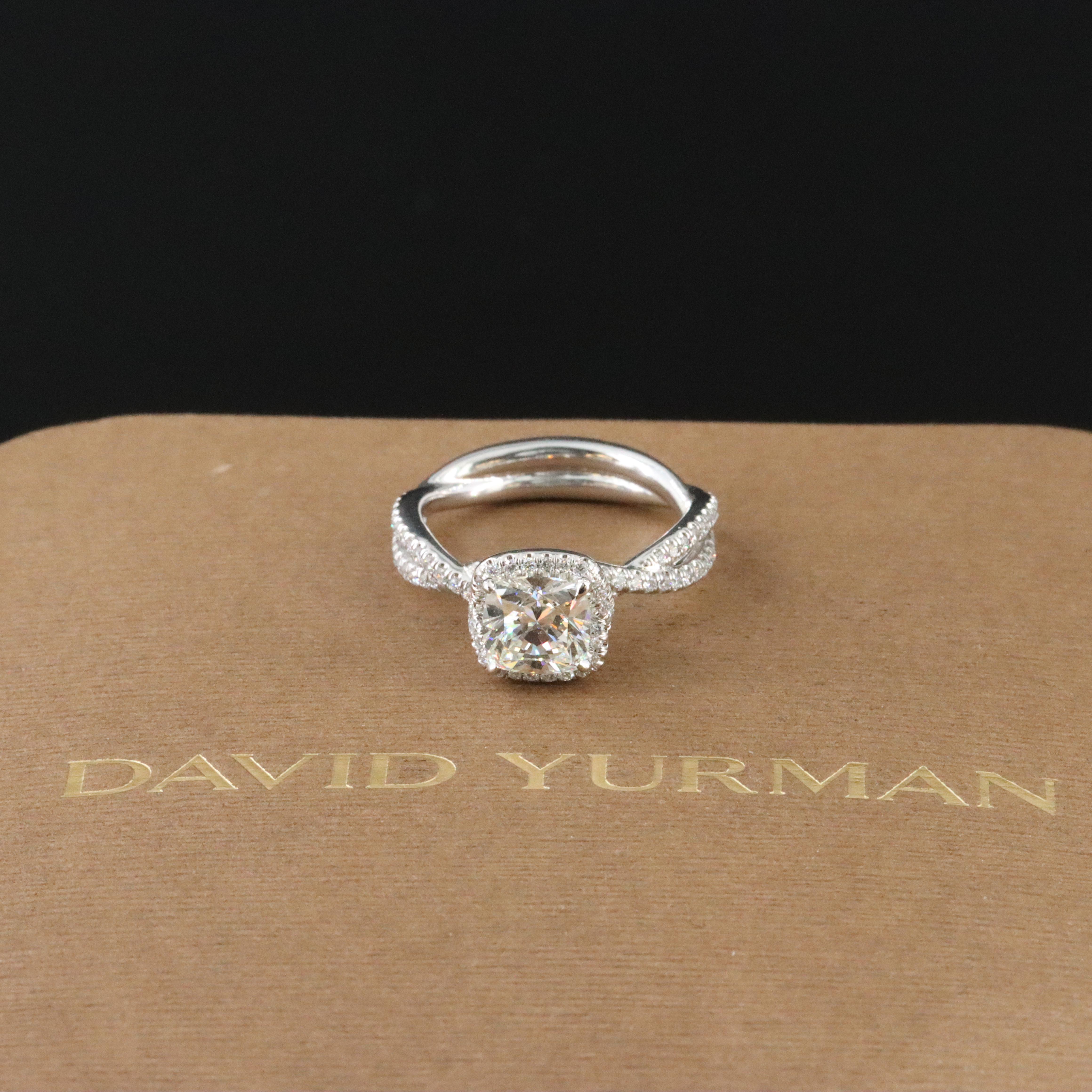 David Yurman DY Infinity Platinum 1.79 CTW Diamond Pavé Halo Ring with GIA Cert