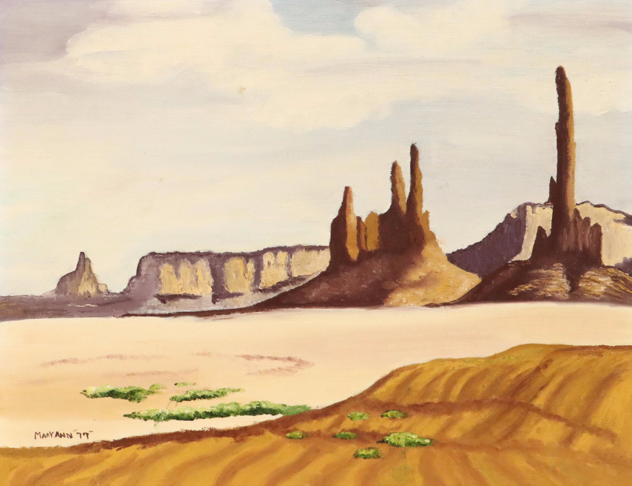 Desert Landscape Oil Painting "Monument Valley," 1977
