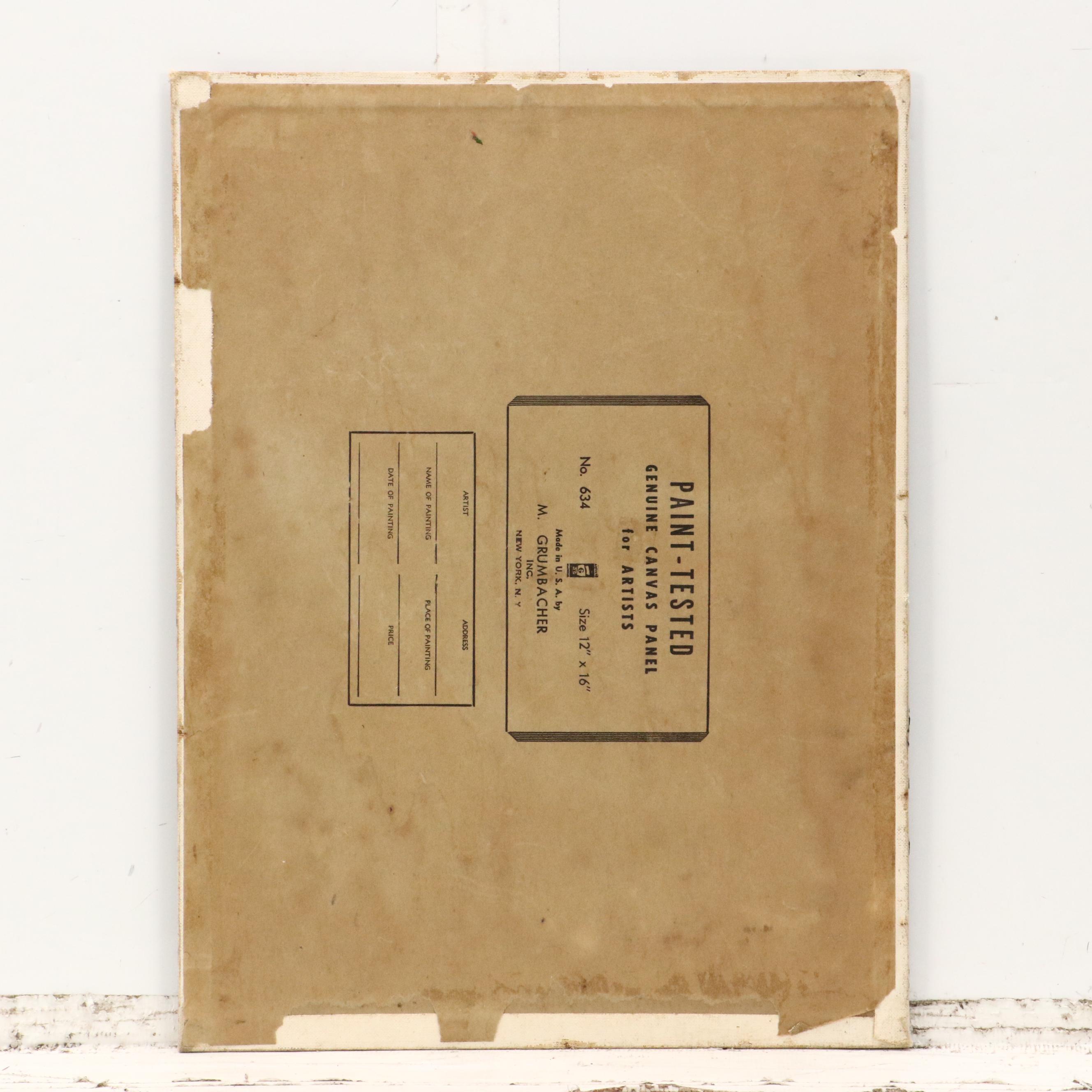 Stylized Oil Portrait Painting of Woman with Headscarf, 20th Century