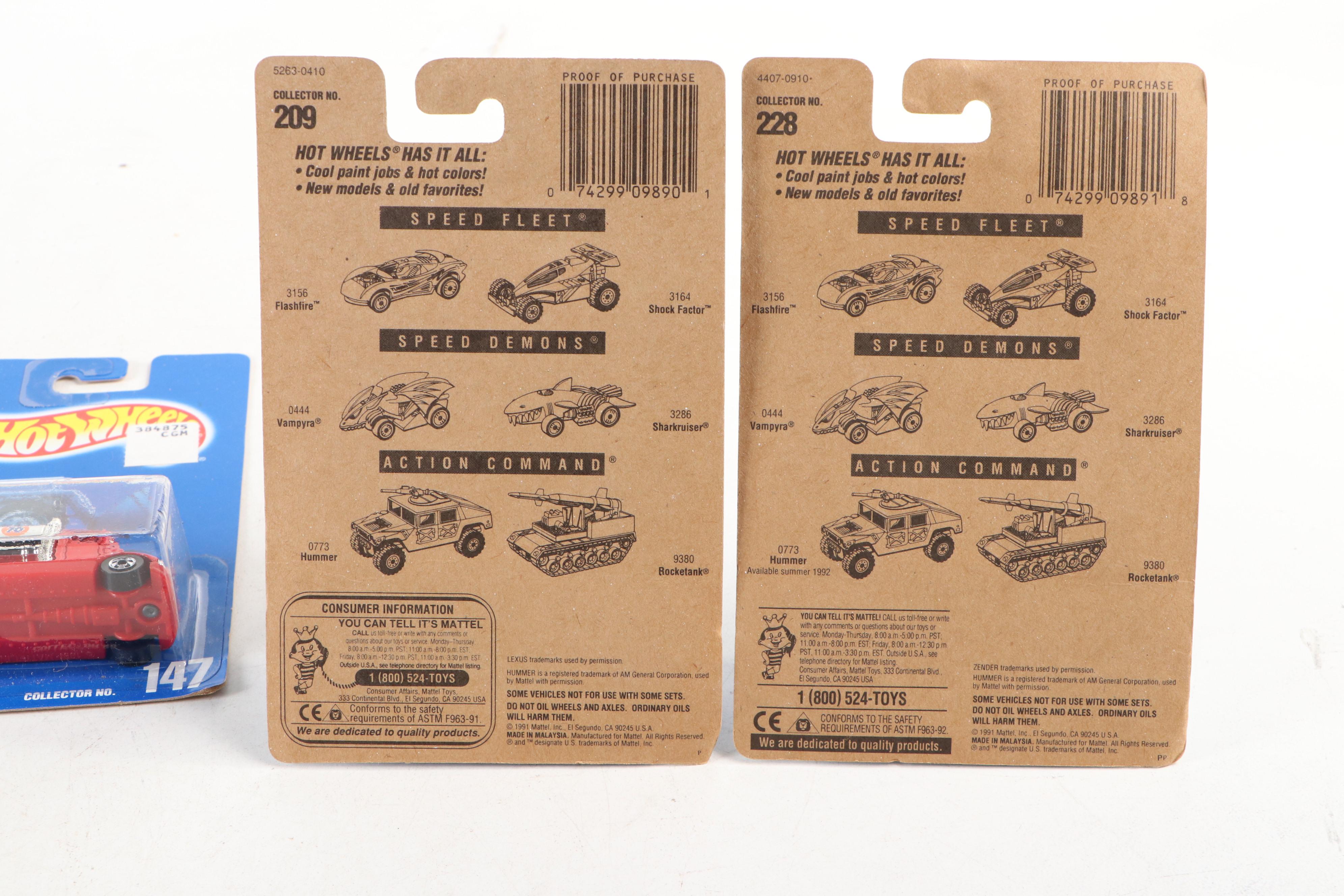 Hot Wheels "Olds 442 W-30," "Radar Ranger" and More Blue Back Toy Cars, 1991