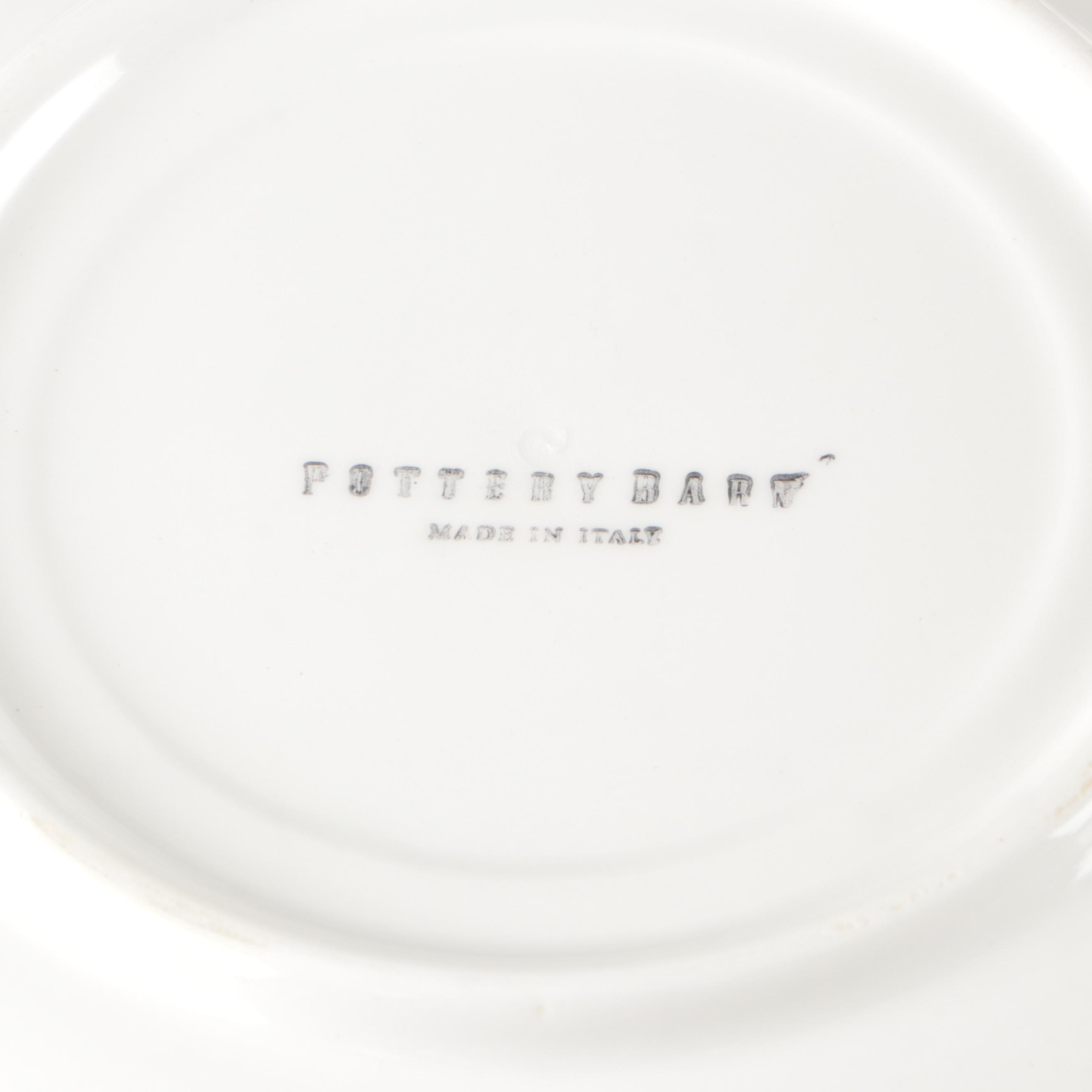 Italian Pottery Barn Ceramic Herb Pattern Serving and Pasta Bowls