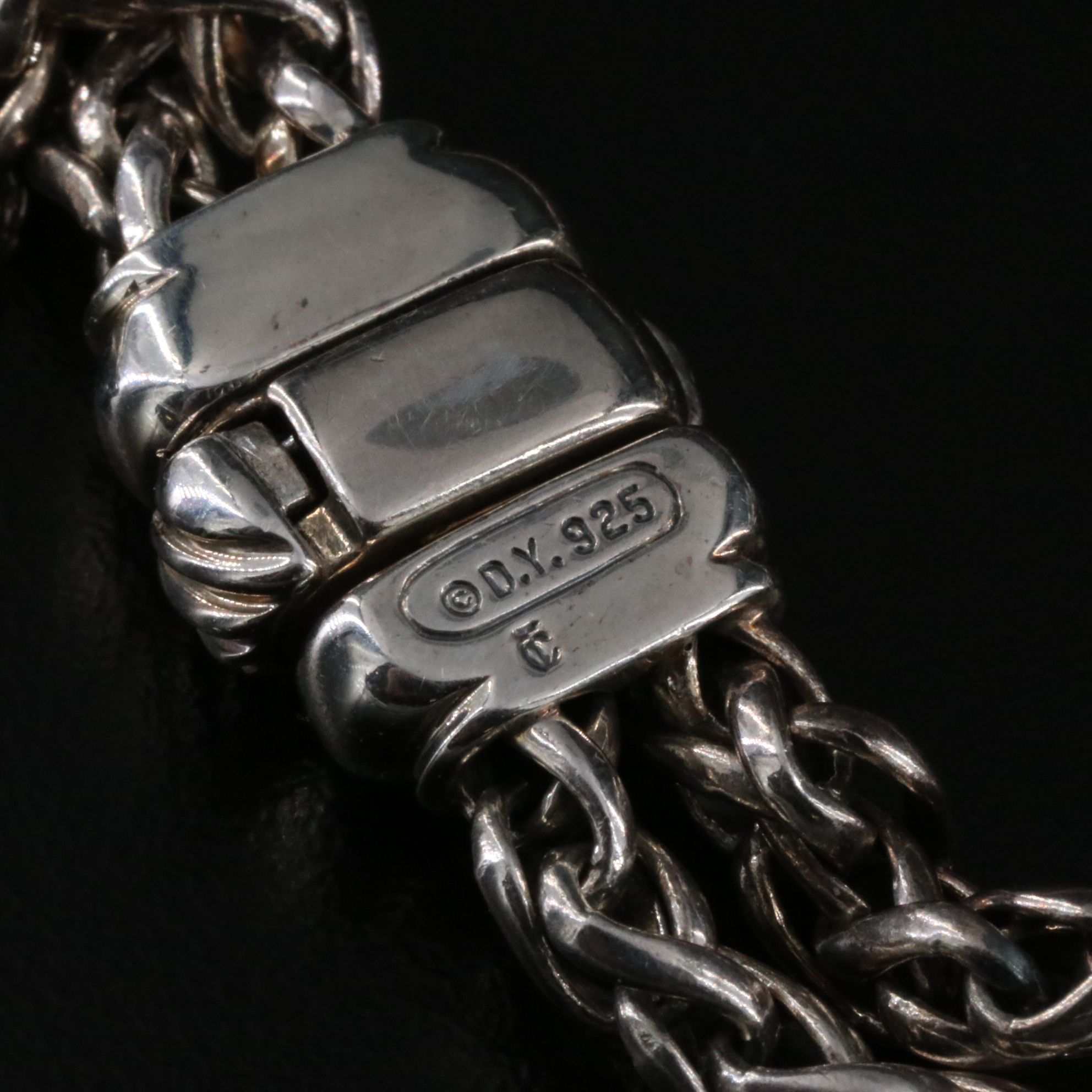 David Yurman Sterling Hematite  0.59 CTW Enhancer and Double Chain Necklace