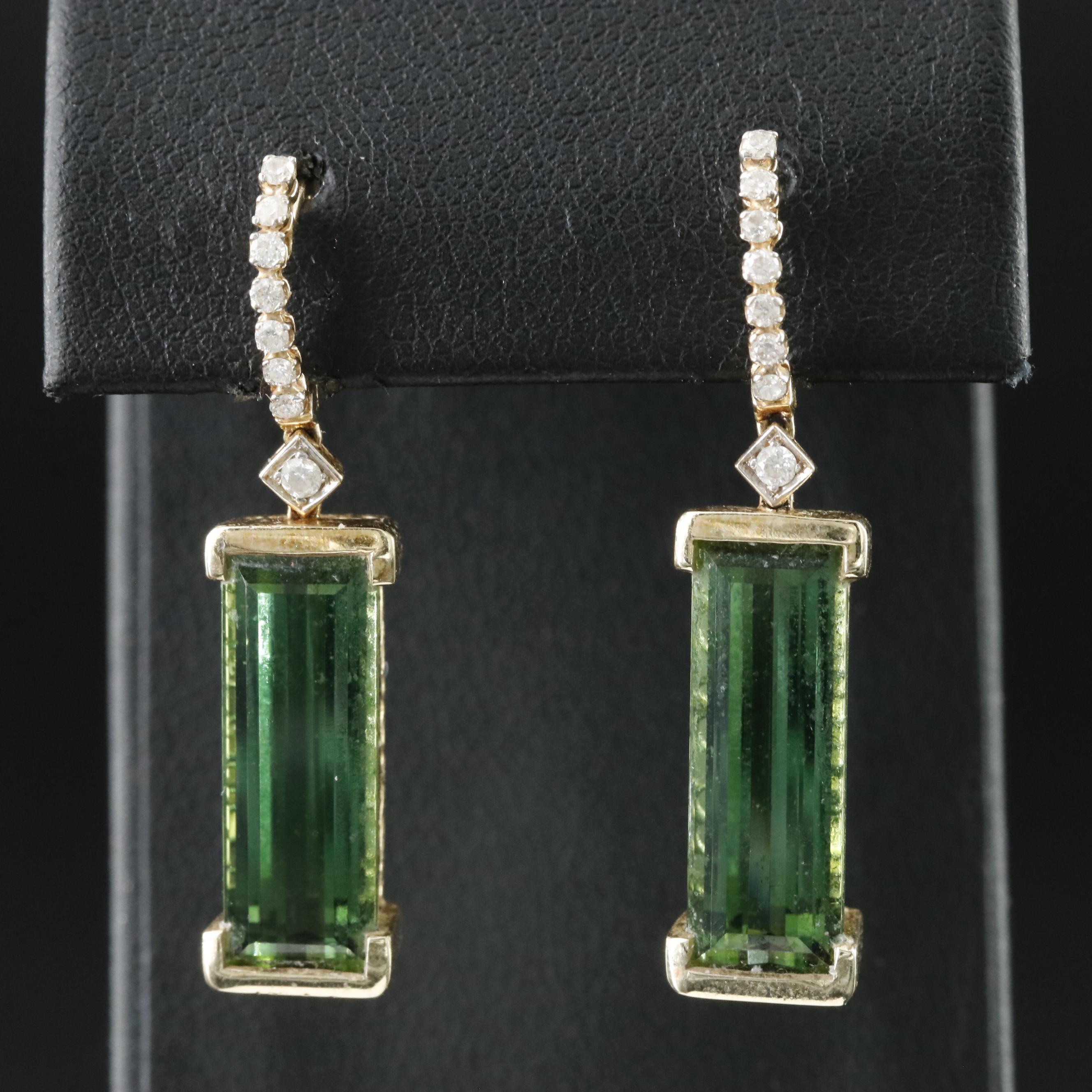 14K Tourmaline and Diamond Earrings