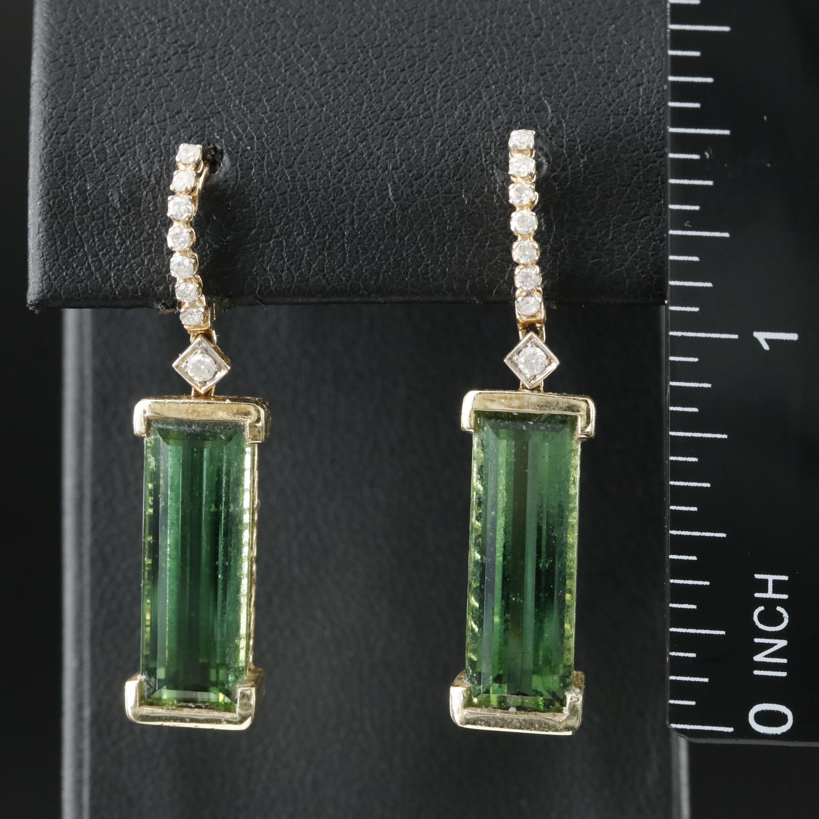 14K Tourmaline and Diamond Earrings