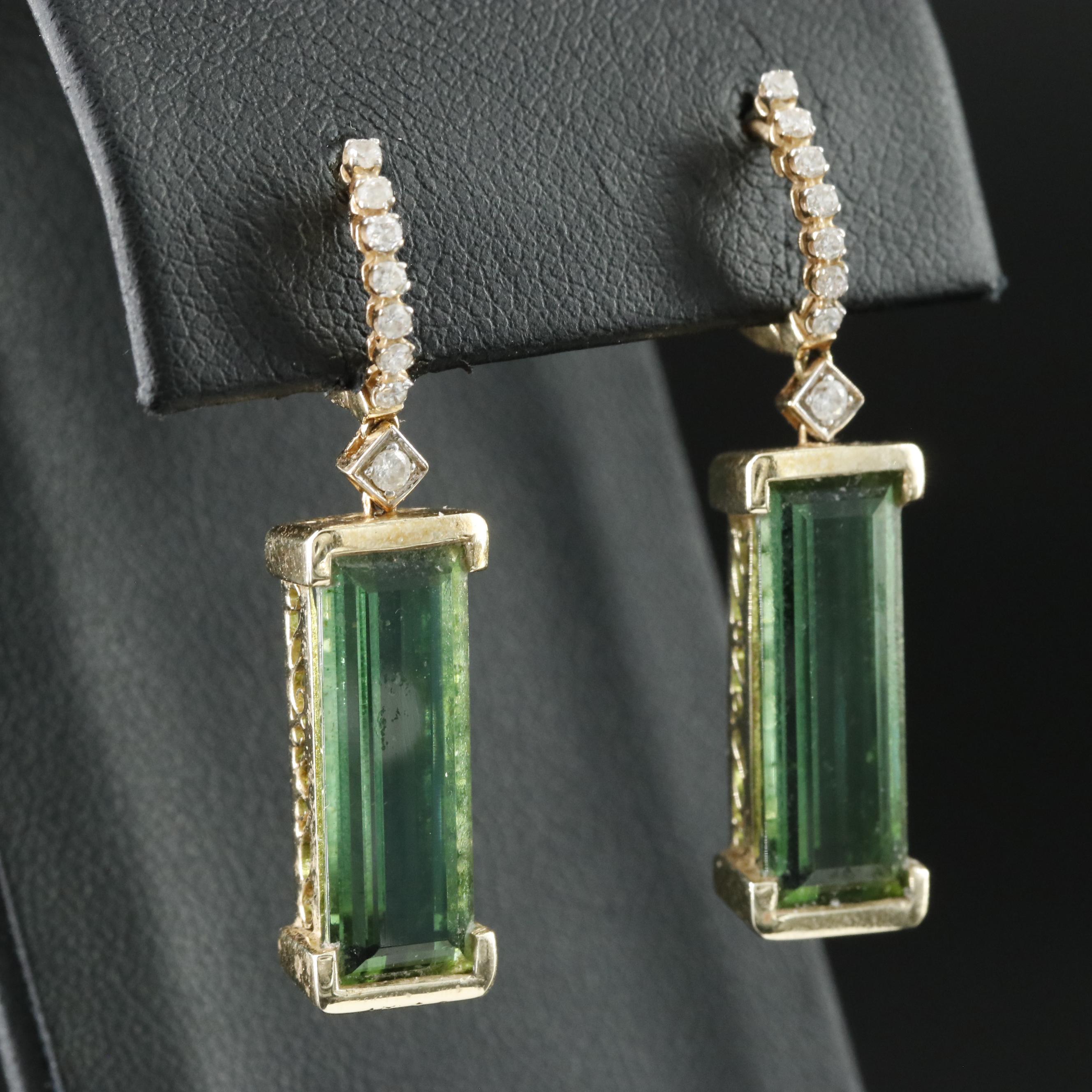 14K Tourmaline and Diamond Earrings