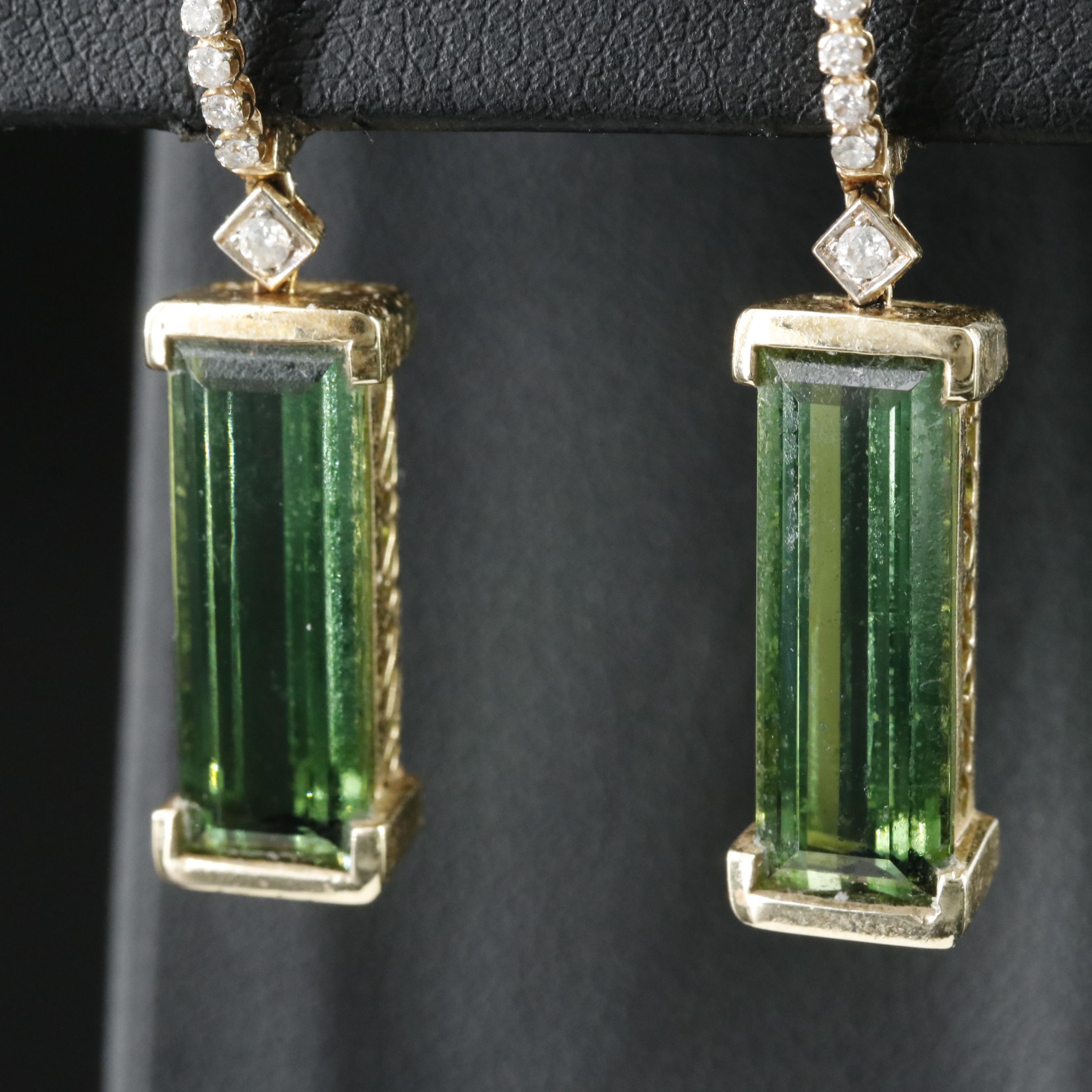 14K Tourmaline and Diamond Earrings