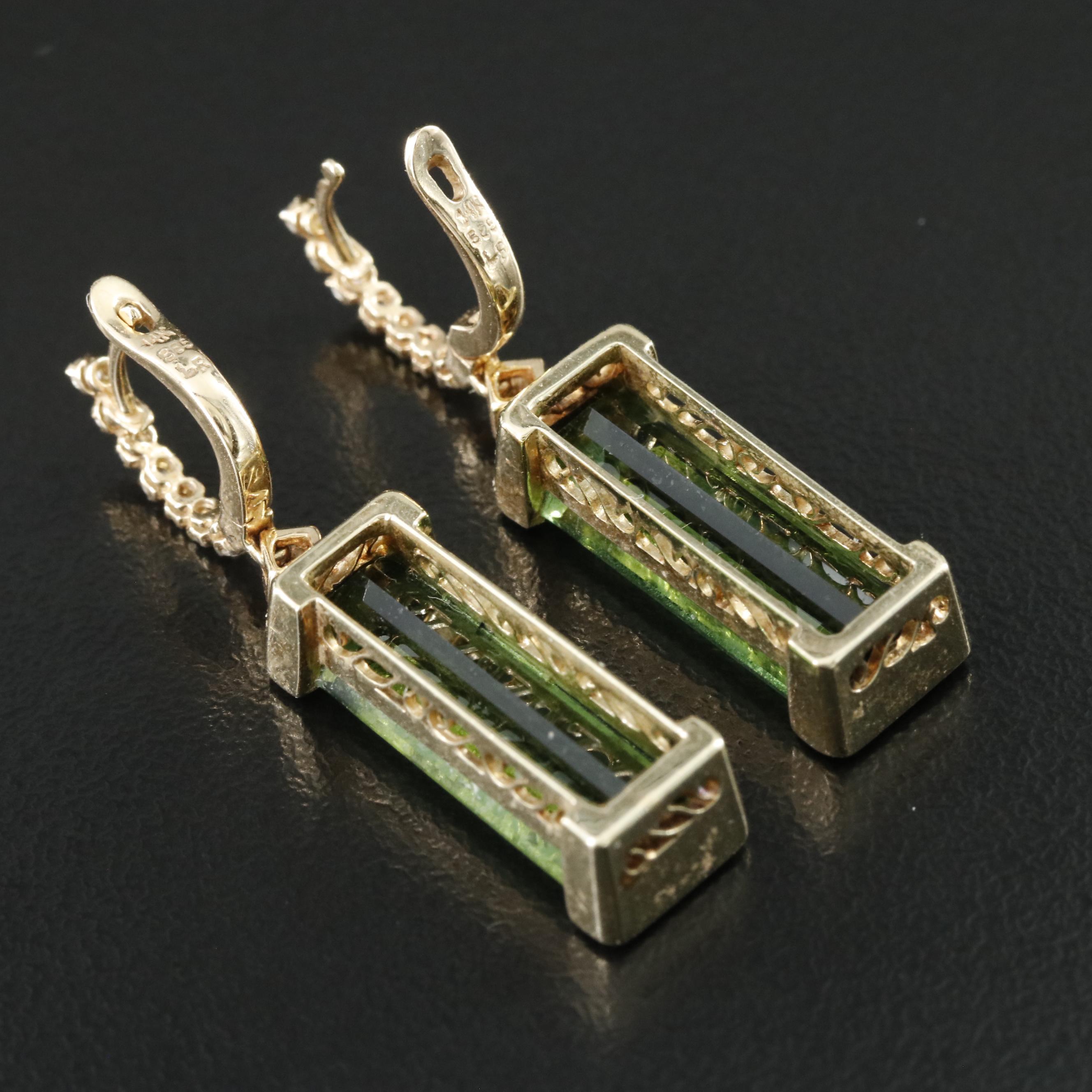 14K Tourmaline and Diamond Earrings