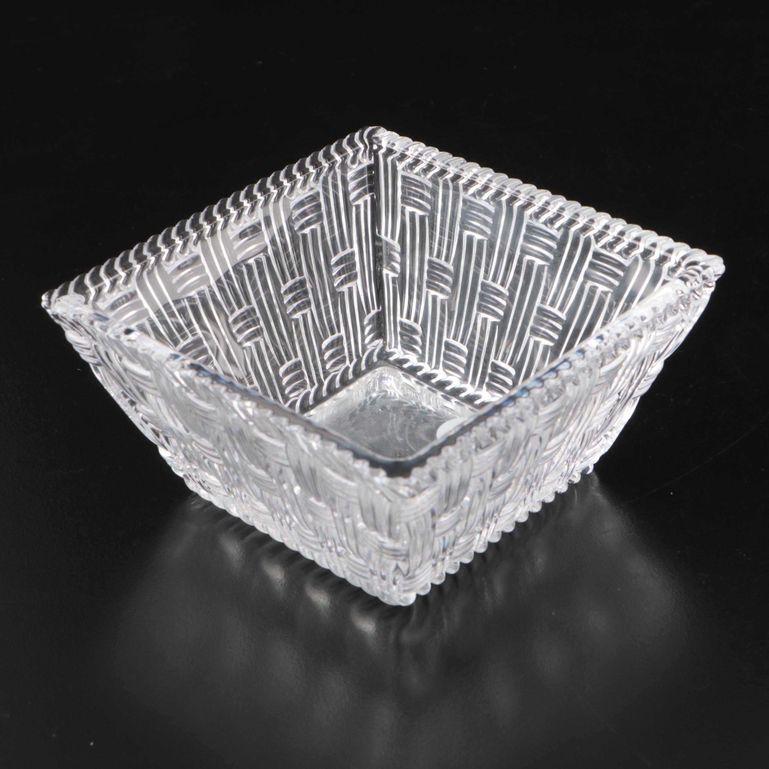 Tiffany & Co. "Woven" Square Crystal Bowl