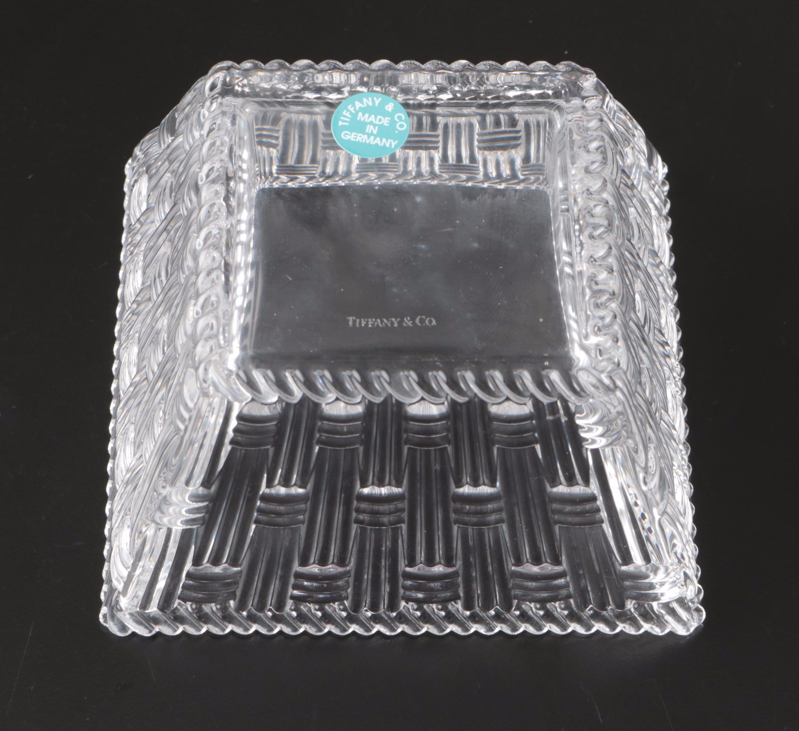 Tiffany & Co. "Woven" Square Crystal Bowl