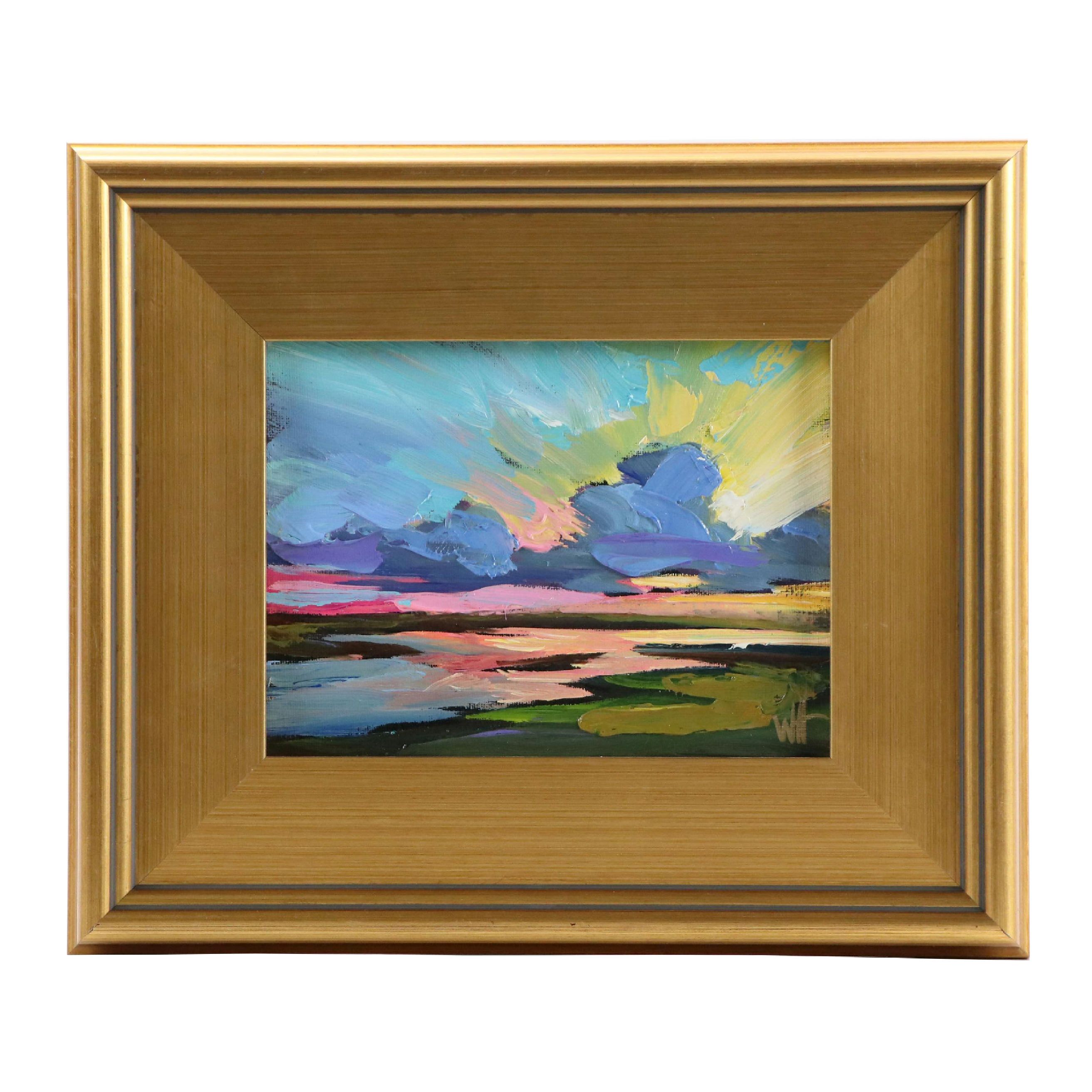 William Hawkins Sunset Landscape Oil Painting, 21st Century