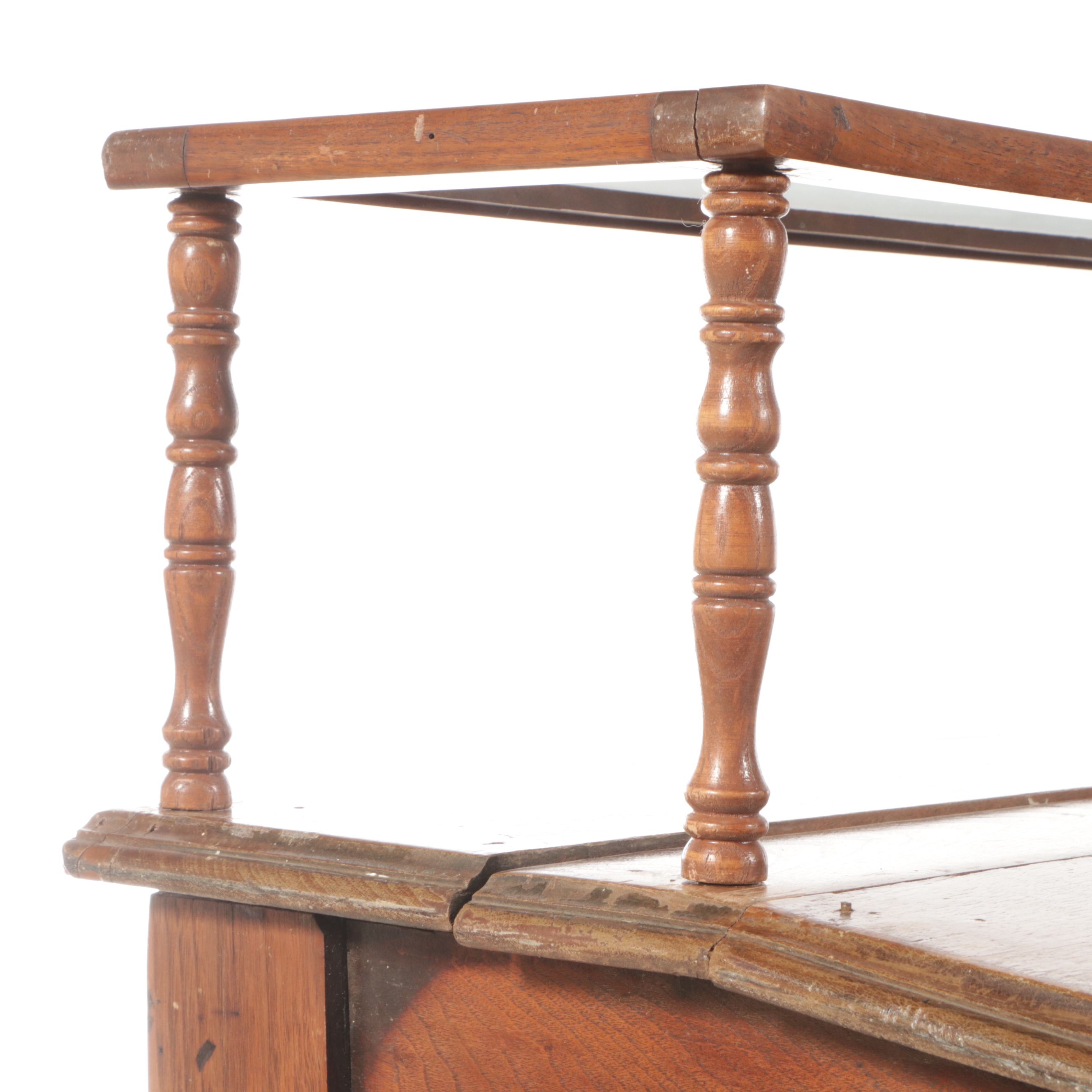 Sheraton Style Two Tier Clerks Desk with Queen Anne Style Mahogany Armchair