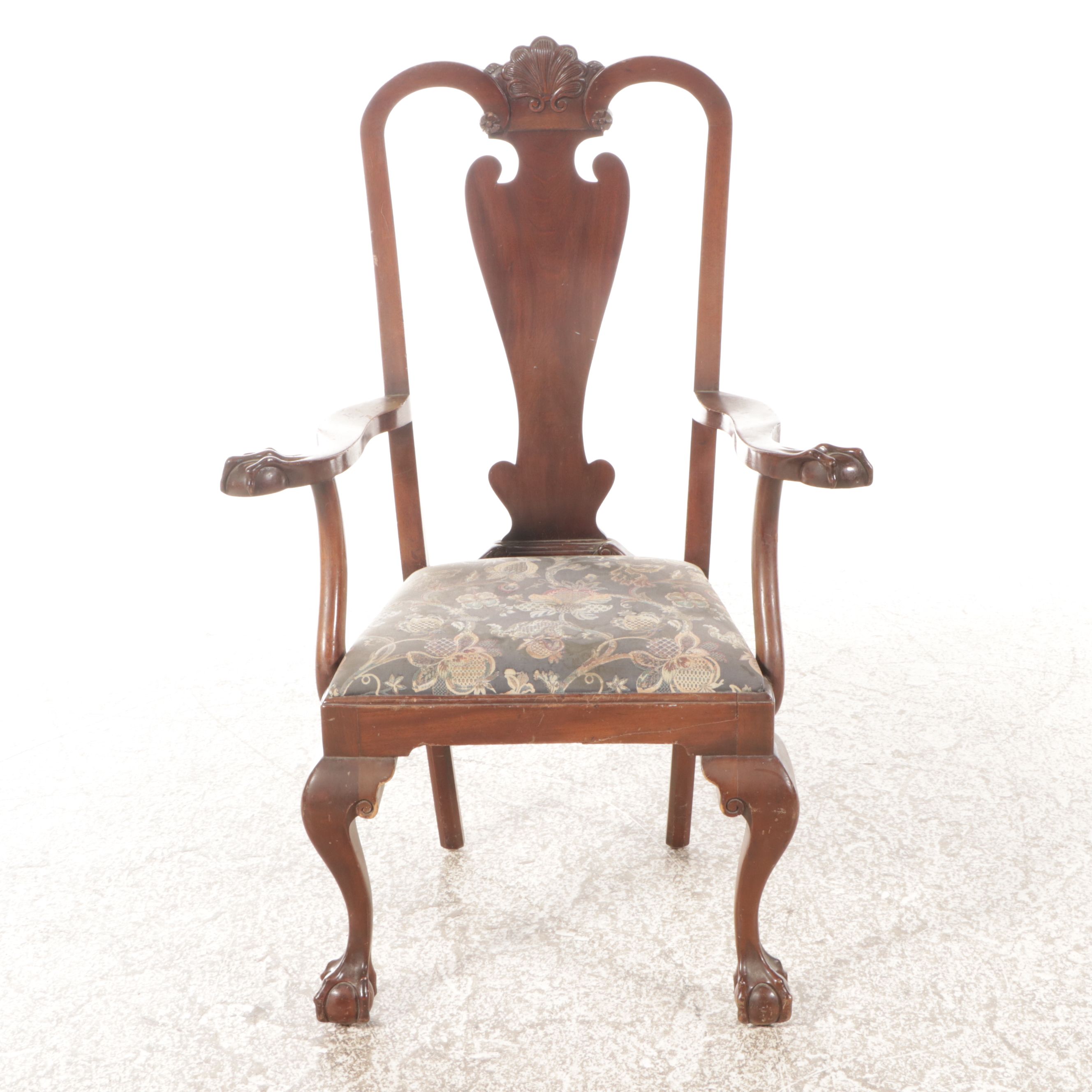 Sheraton Style Two Tier Clerks Desk with Queen Anne Style Mahogany Armchair