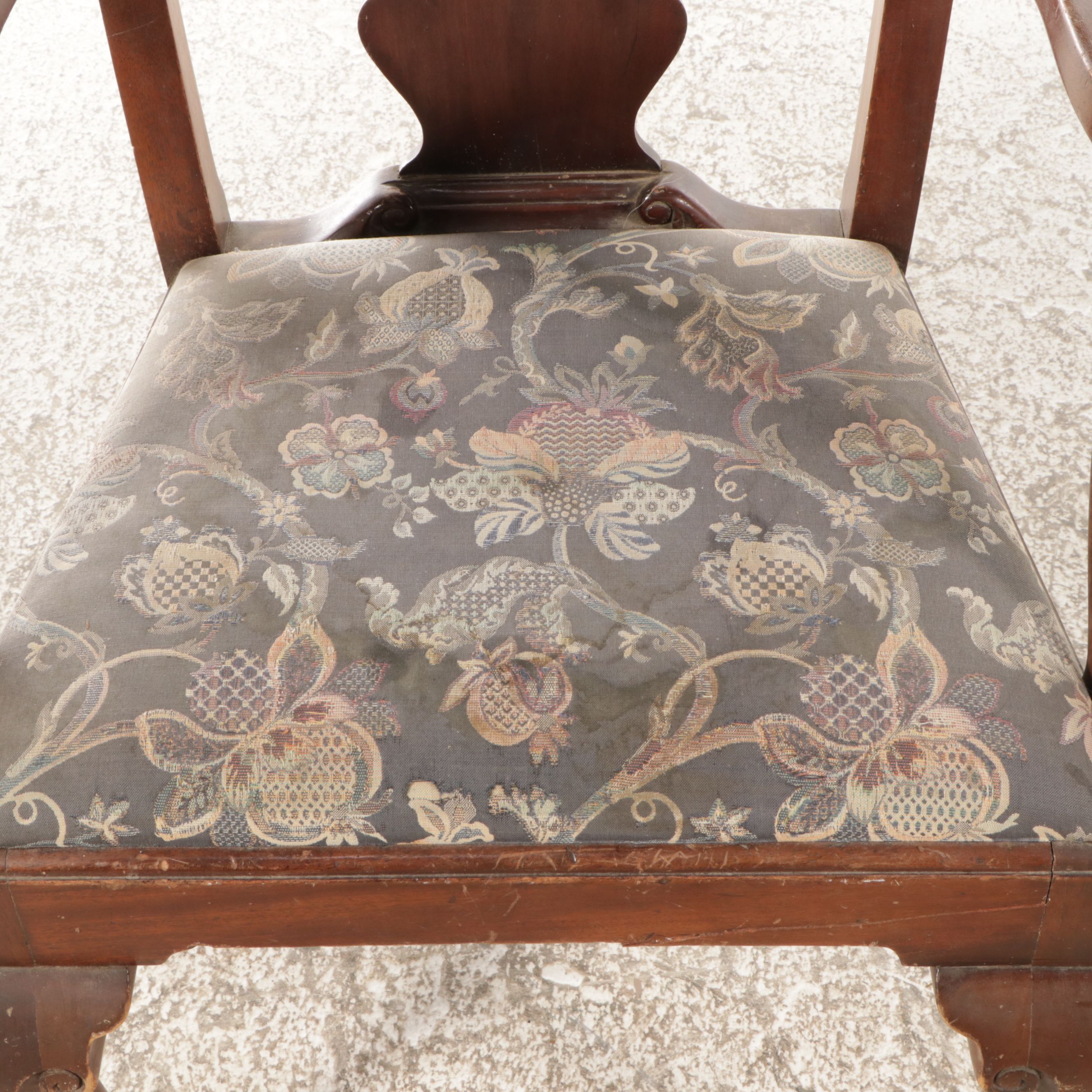 Sheraton Style Two Tier Clerks Desk with Queen Anne Style Mahogany Armchair