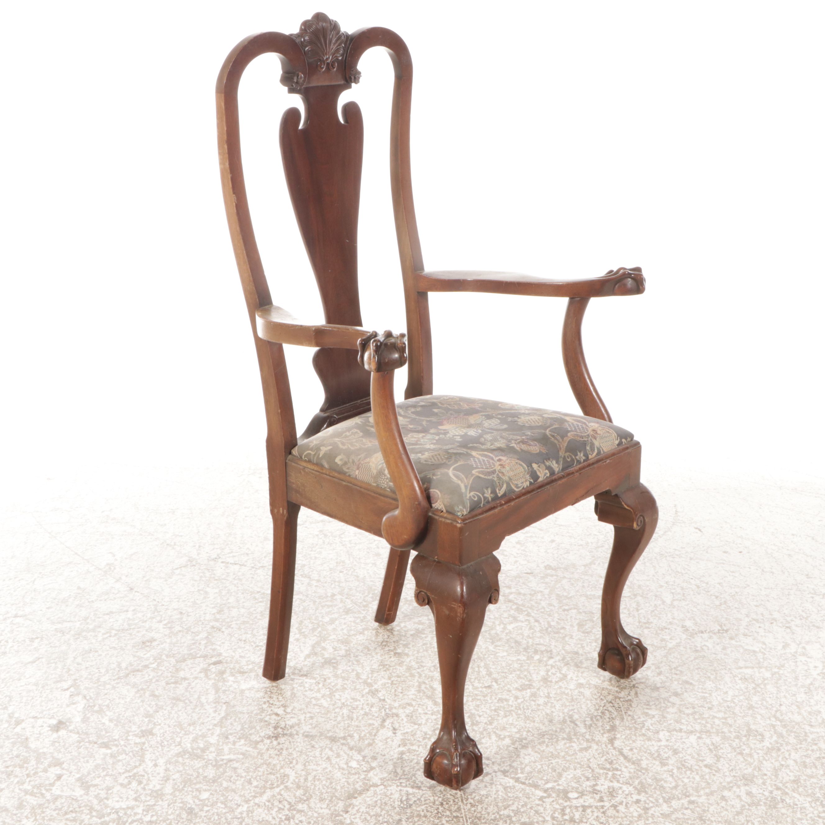 Sheraton Style Two Tier Clerks Desk with Queen Anne Style Mahogany Armchair