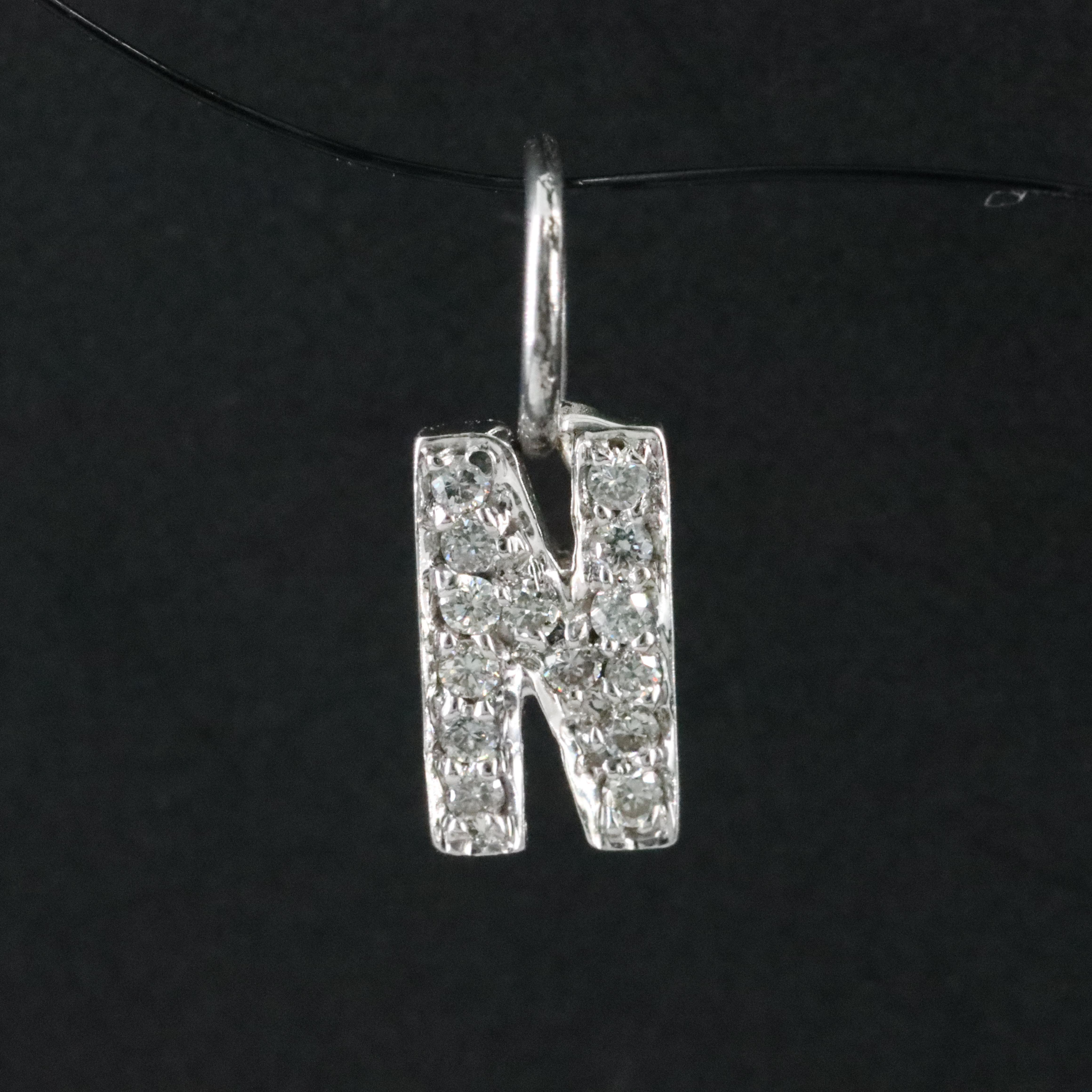 18K Diamond Letter "N" Pendant
