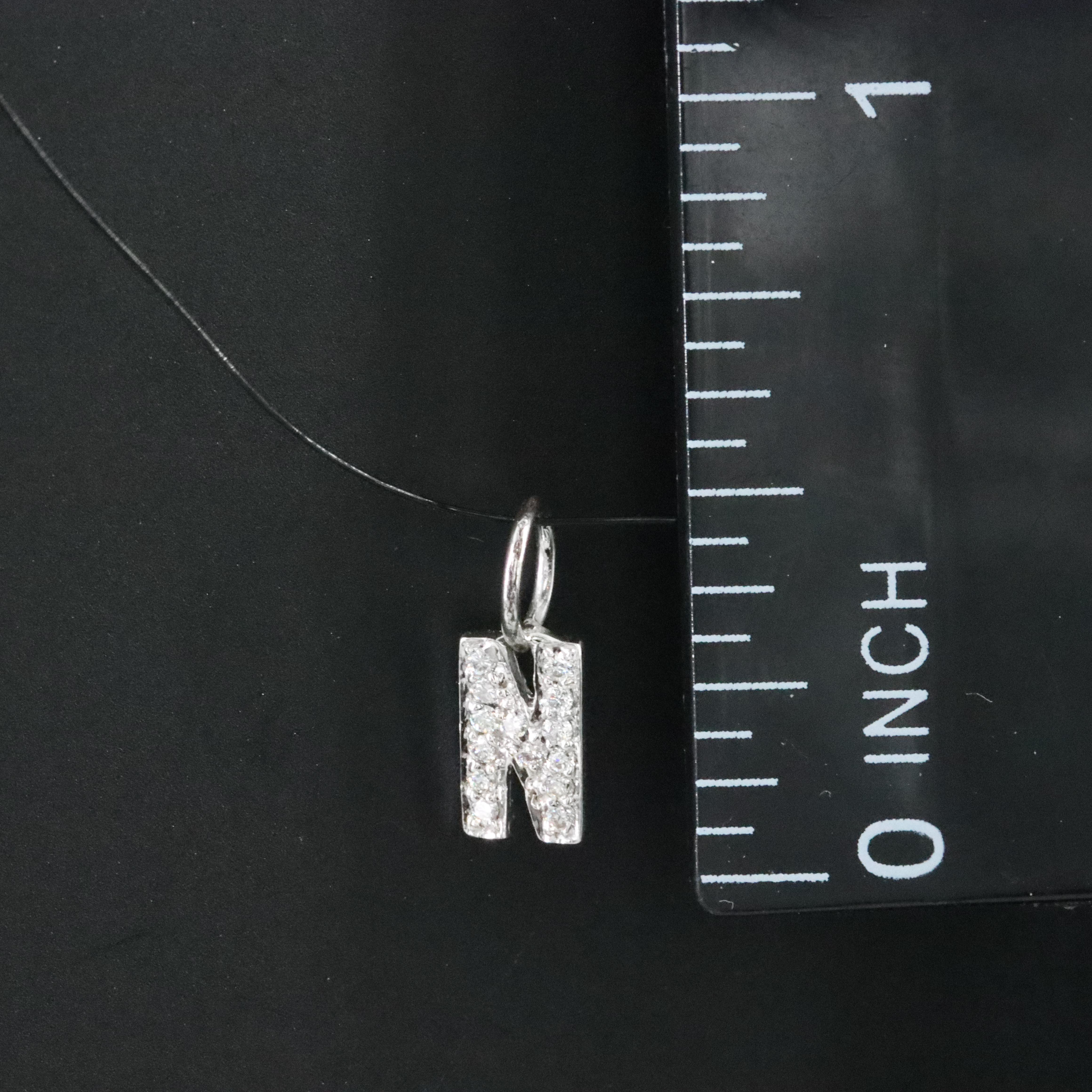 18K Diamond Letter "N" Pendant