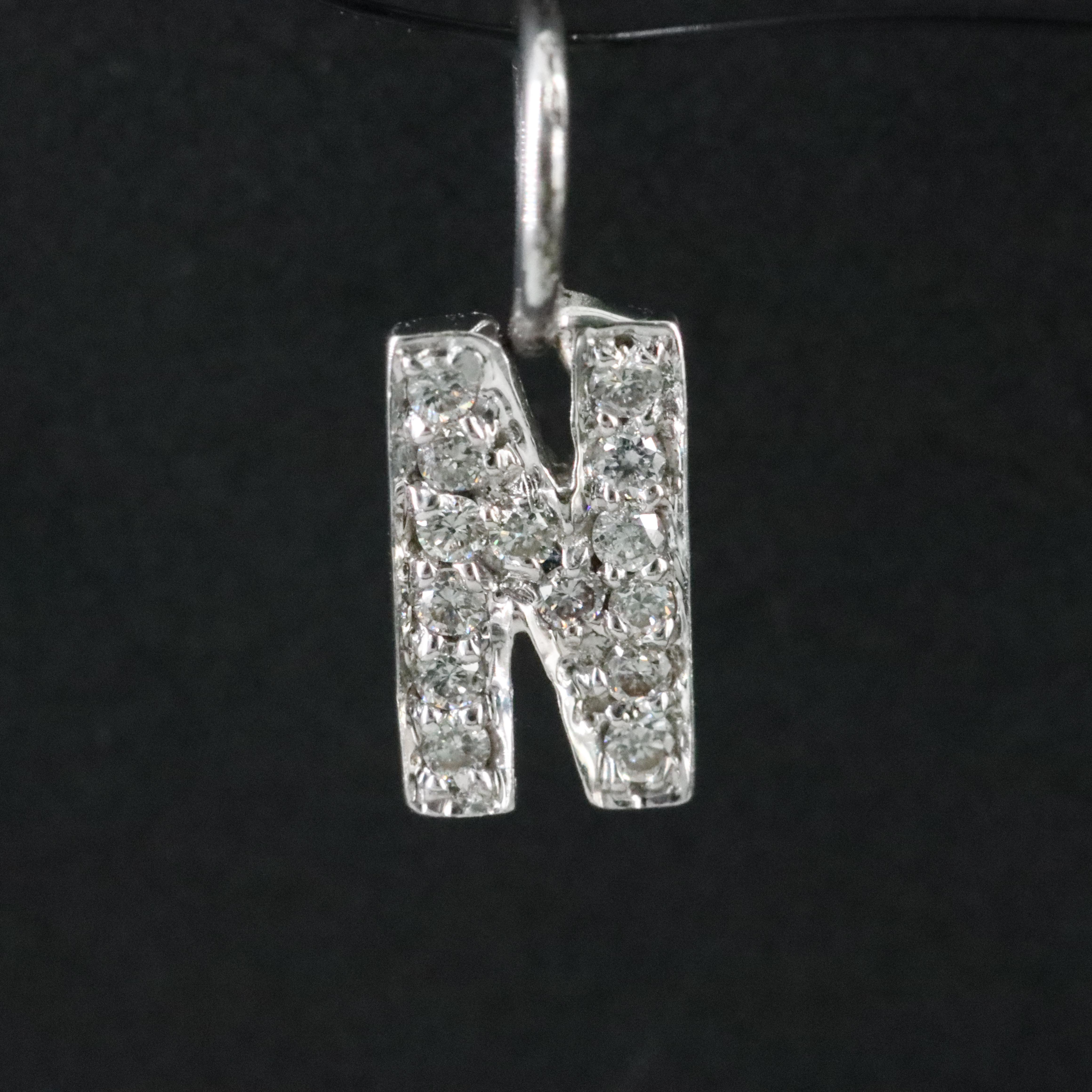 18K Diamond Letter "N" Pendant