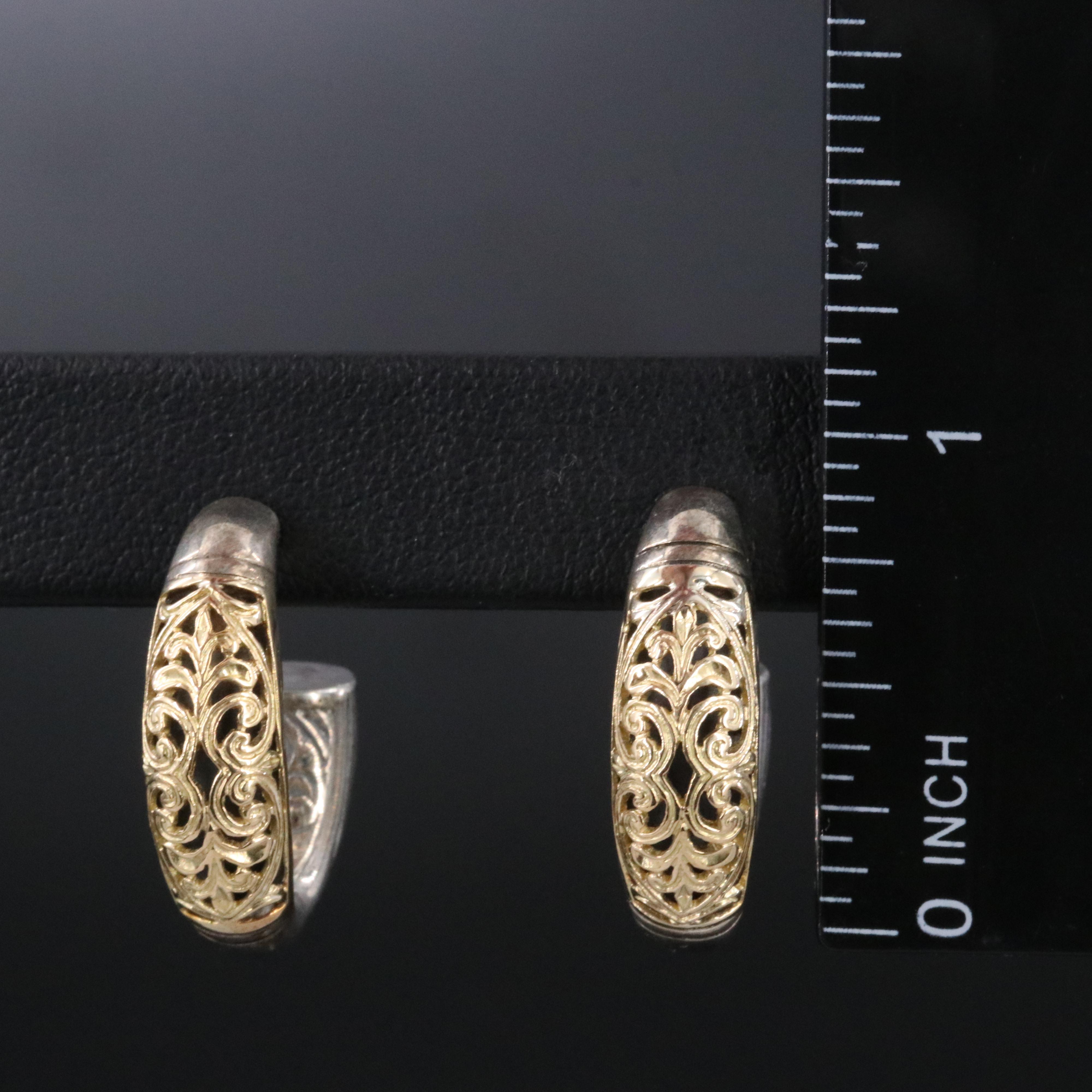 Konstantino Sterling and 18K Open Work Hoop Earrings