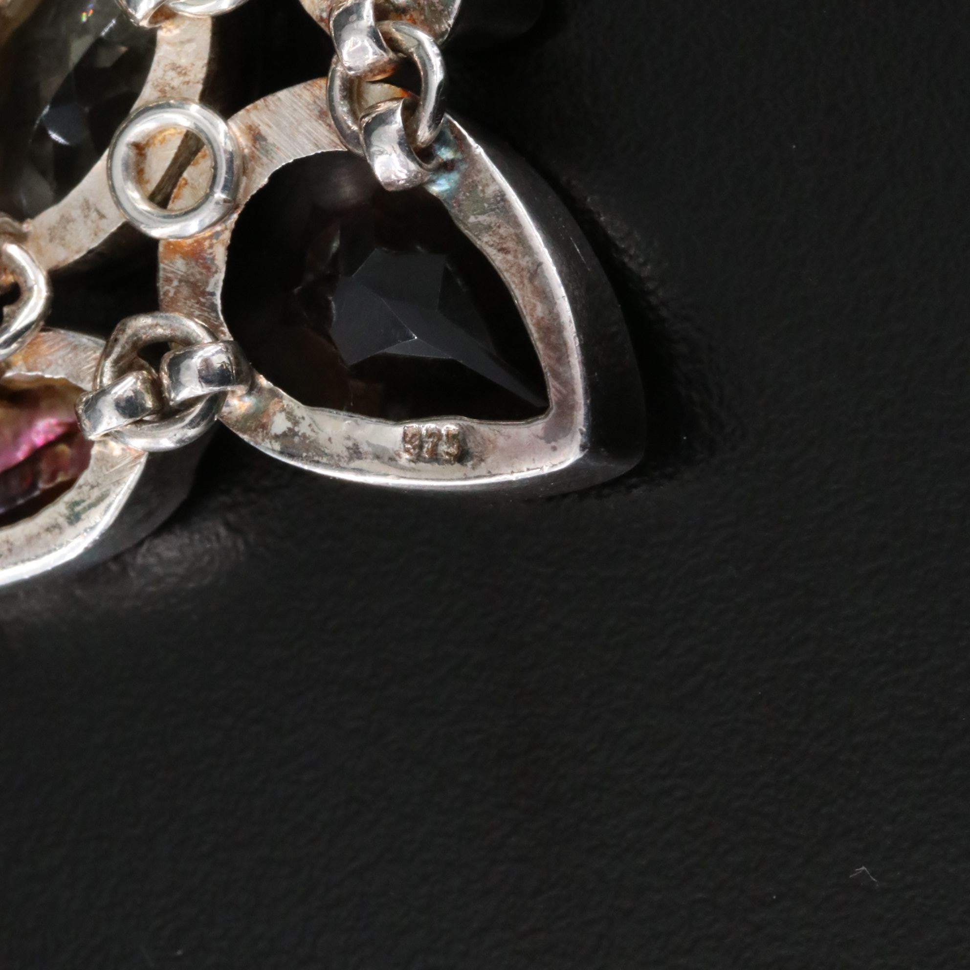 Sterling Bib Necklace with Pearl, Smoky Quartz, and Citrine