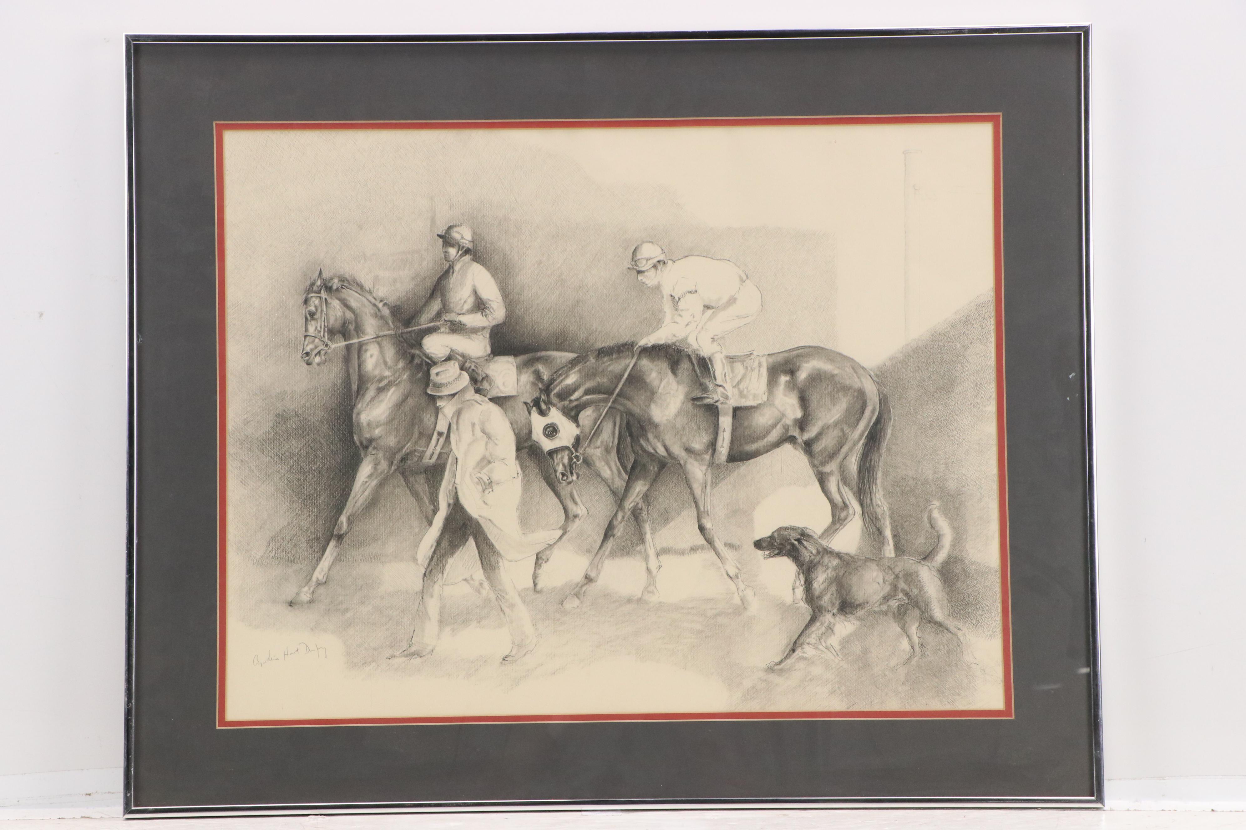 Cynthia Hart Durfey Equine Graphite Drawing "Morning Work"