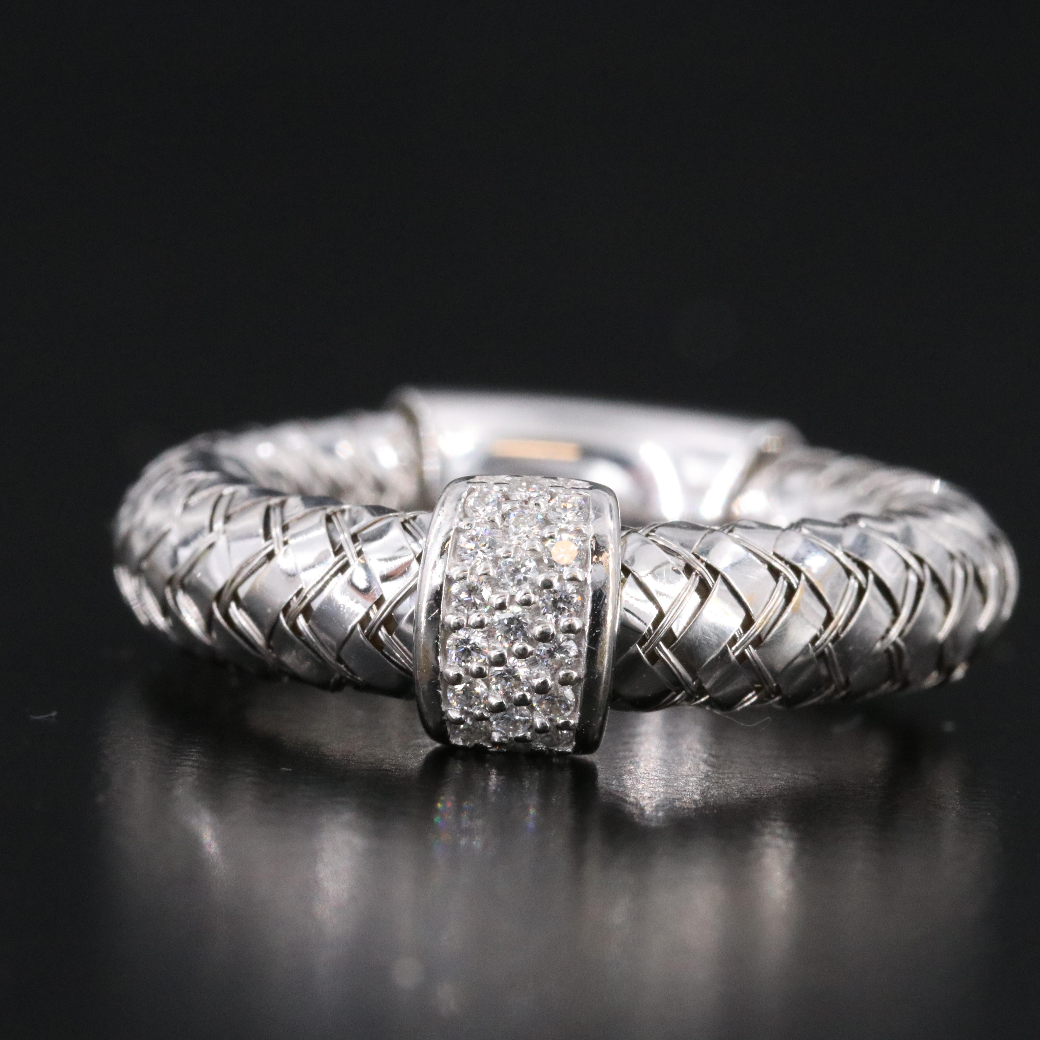 Roberto Coin Primavera 18K Diamond Woven Mesh Ring