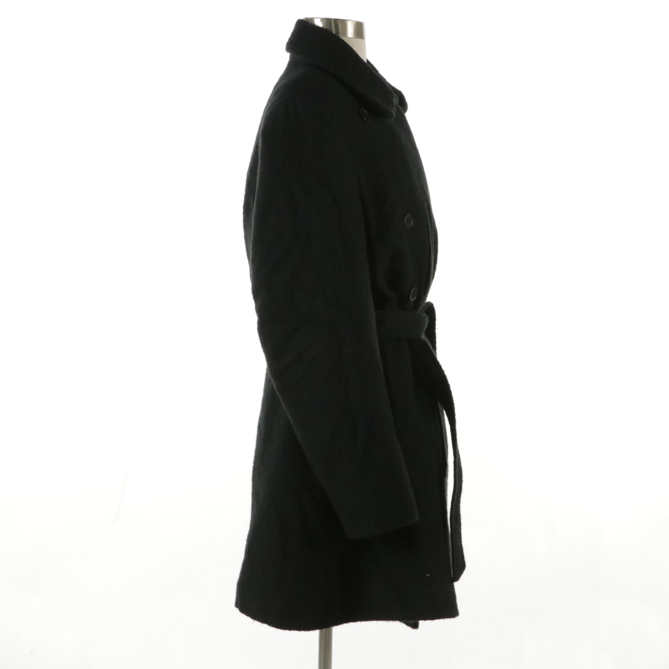 Ann Demeulemeester Black Mohair Blend Trench Coat