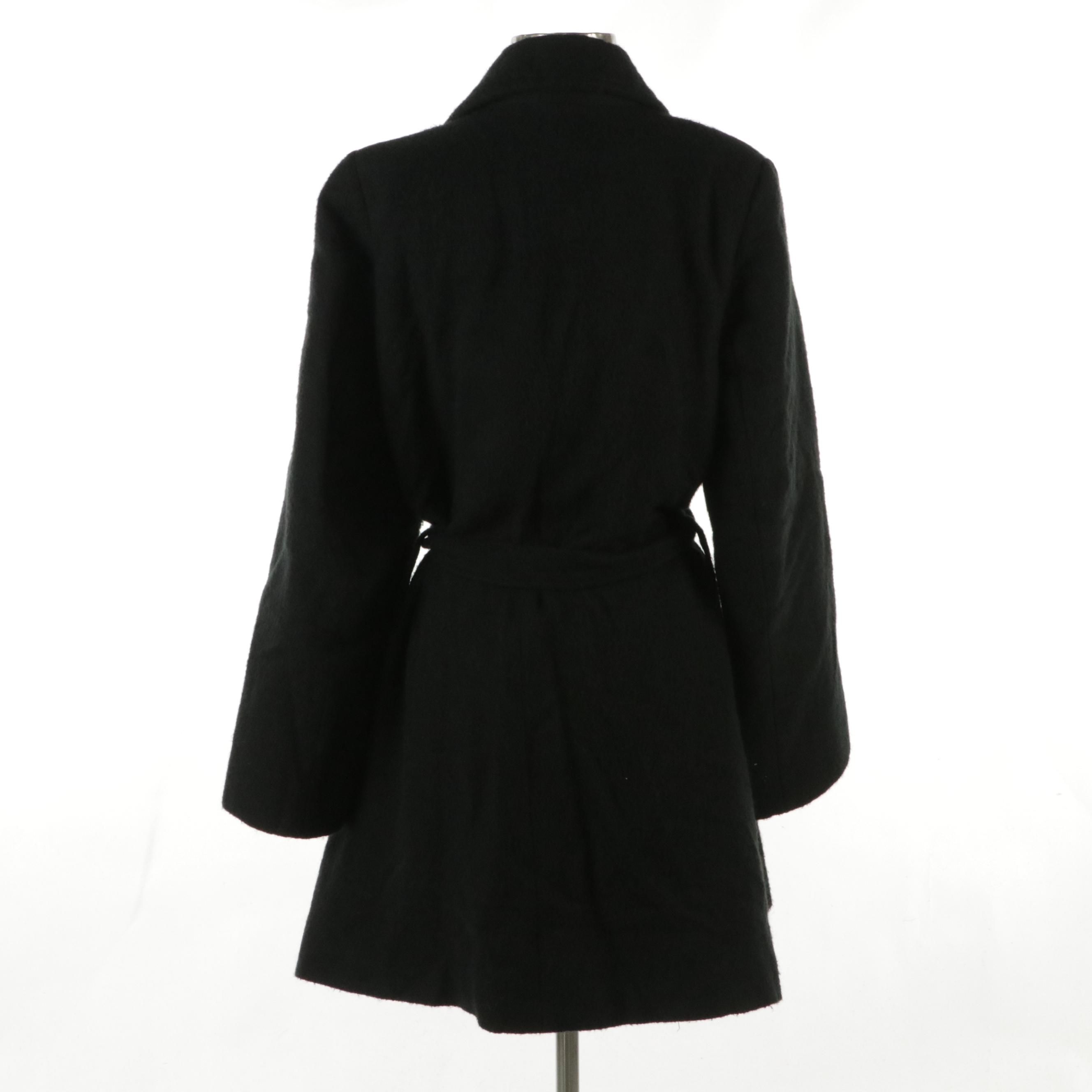 Ann Demeulemeester Black Mohair Blend Trench Coat