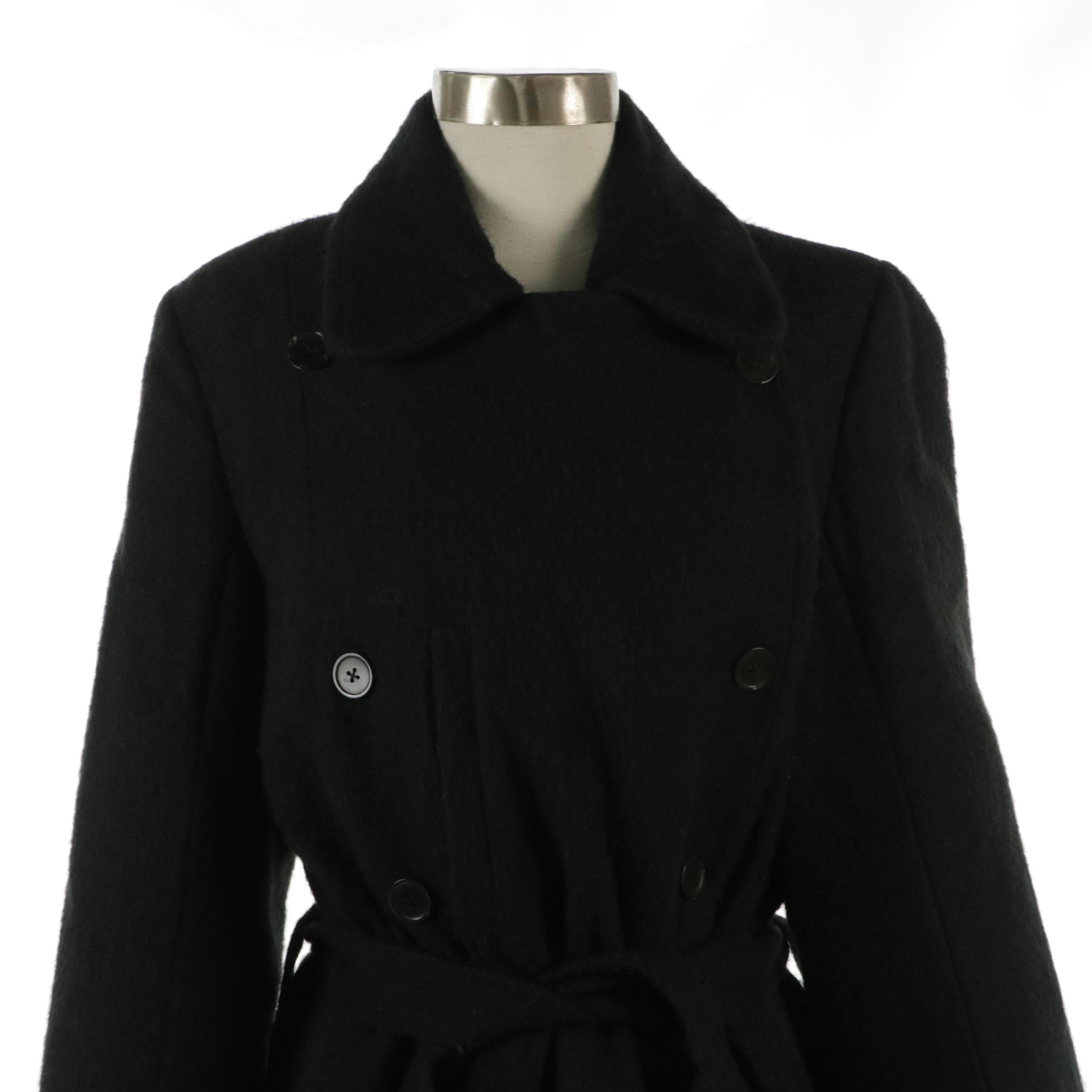 Ann Demeulemeester Black Mohair Blend Trench Coat