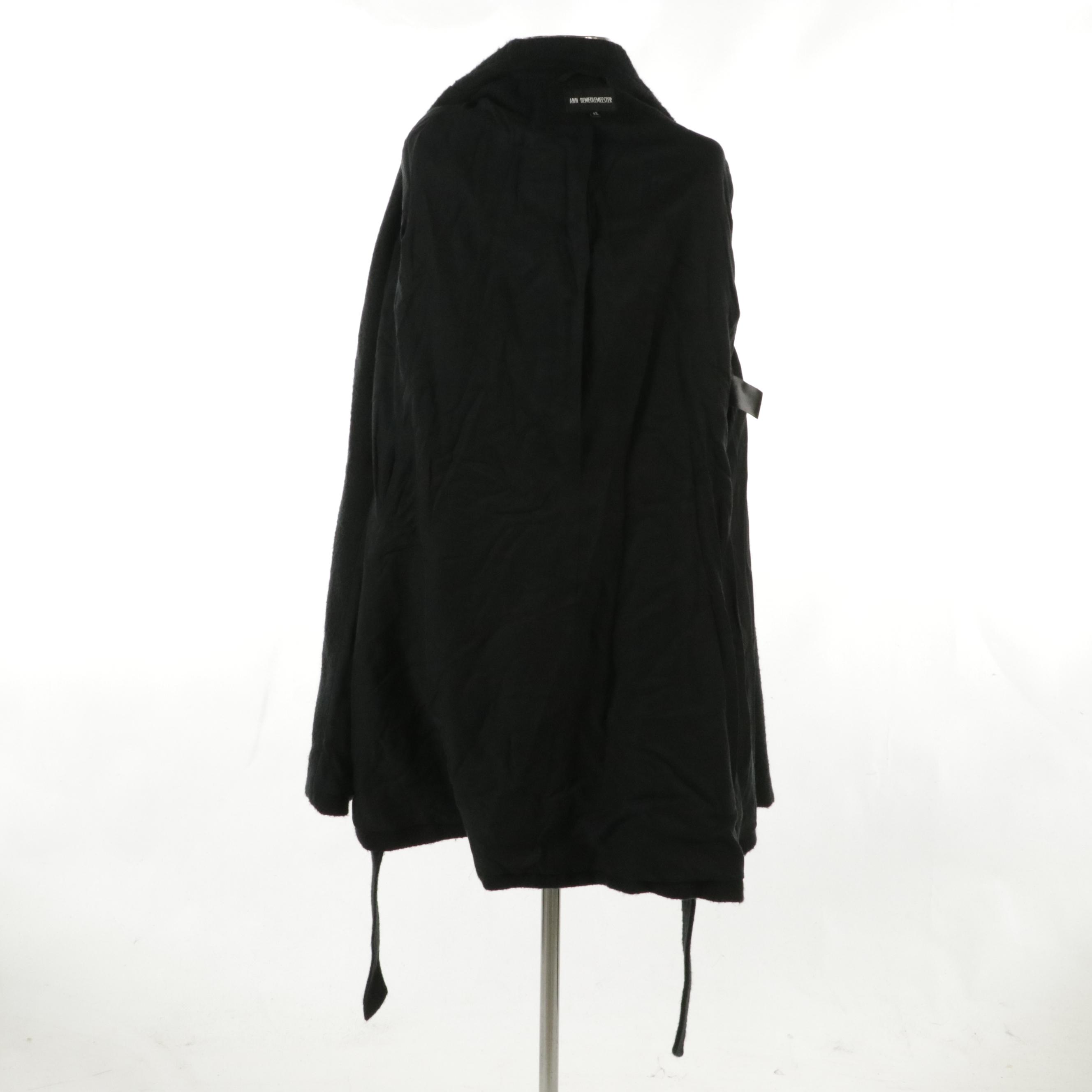 Ann Demeulemeester Black Mohair Blend Trench Coat