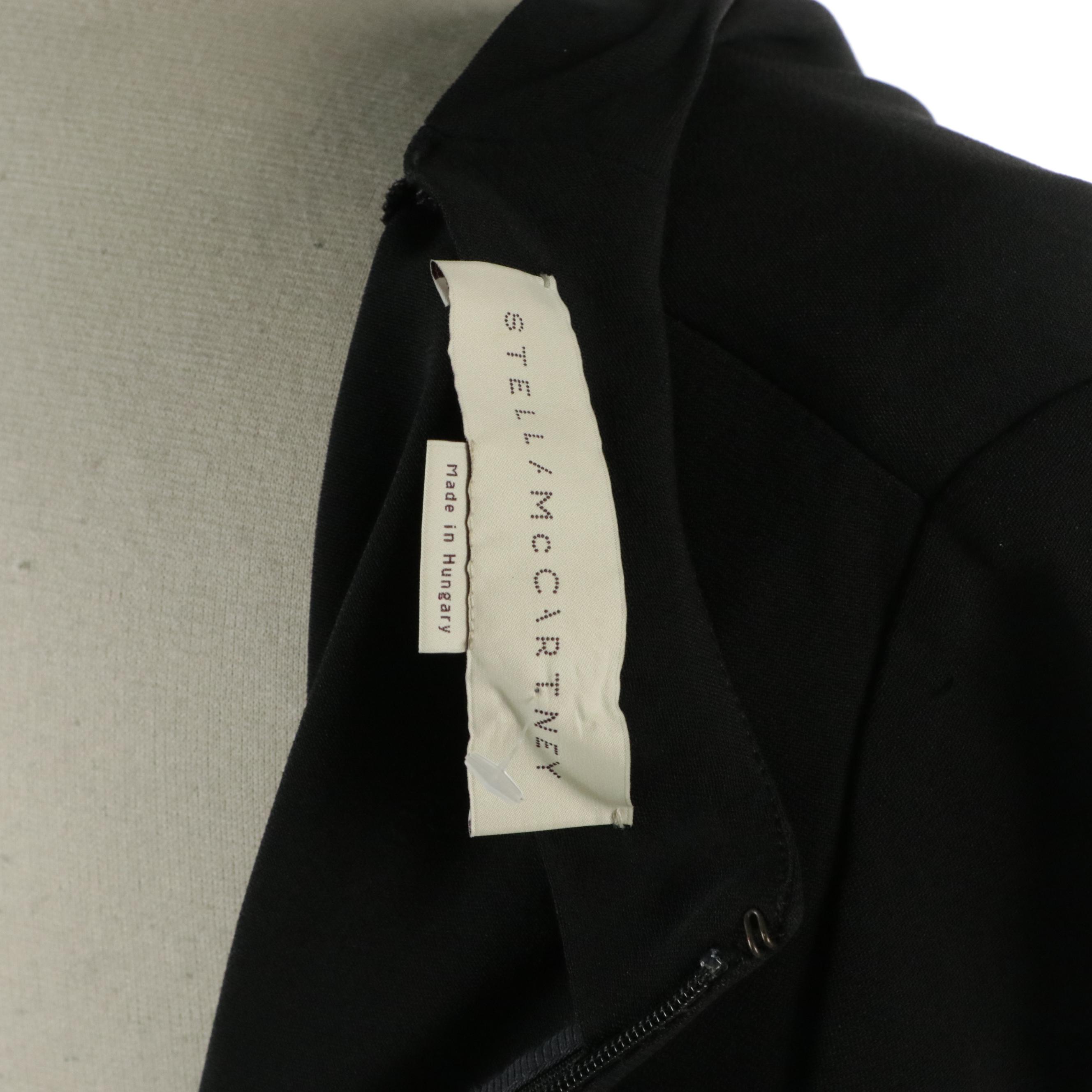 Stella McCartney Flared Hem V-Neck Shift Dress in Black Rayon Stretch