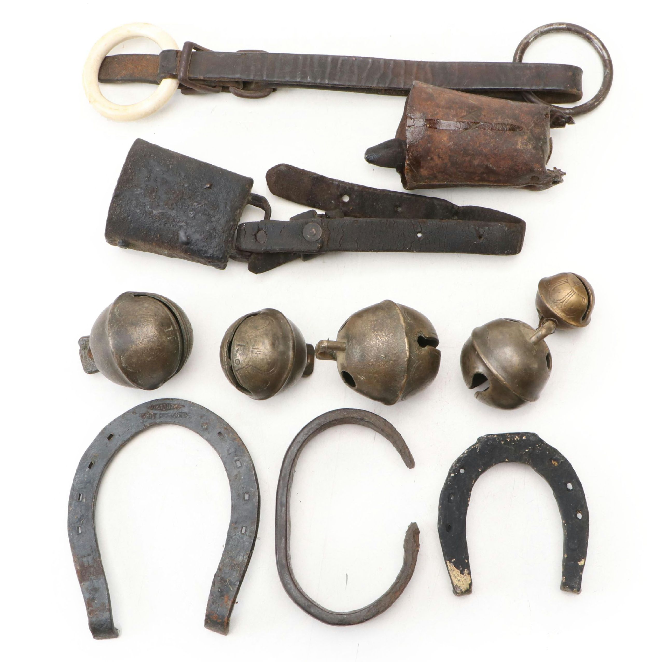 Livestock Bells, Horseshoes, Harness Straps and More, Antique