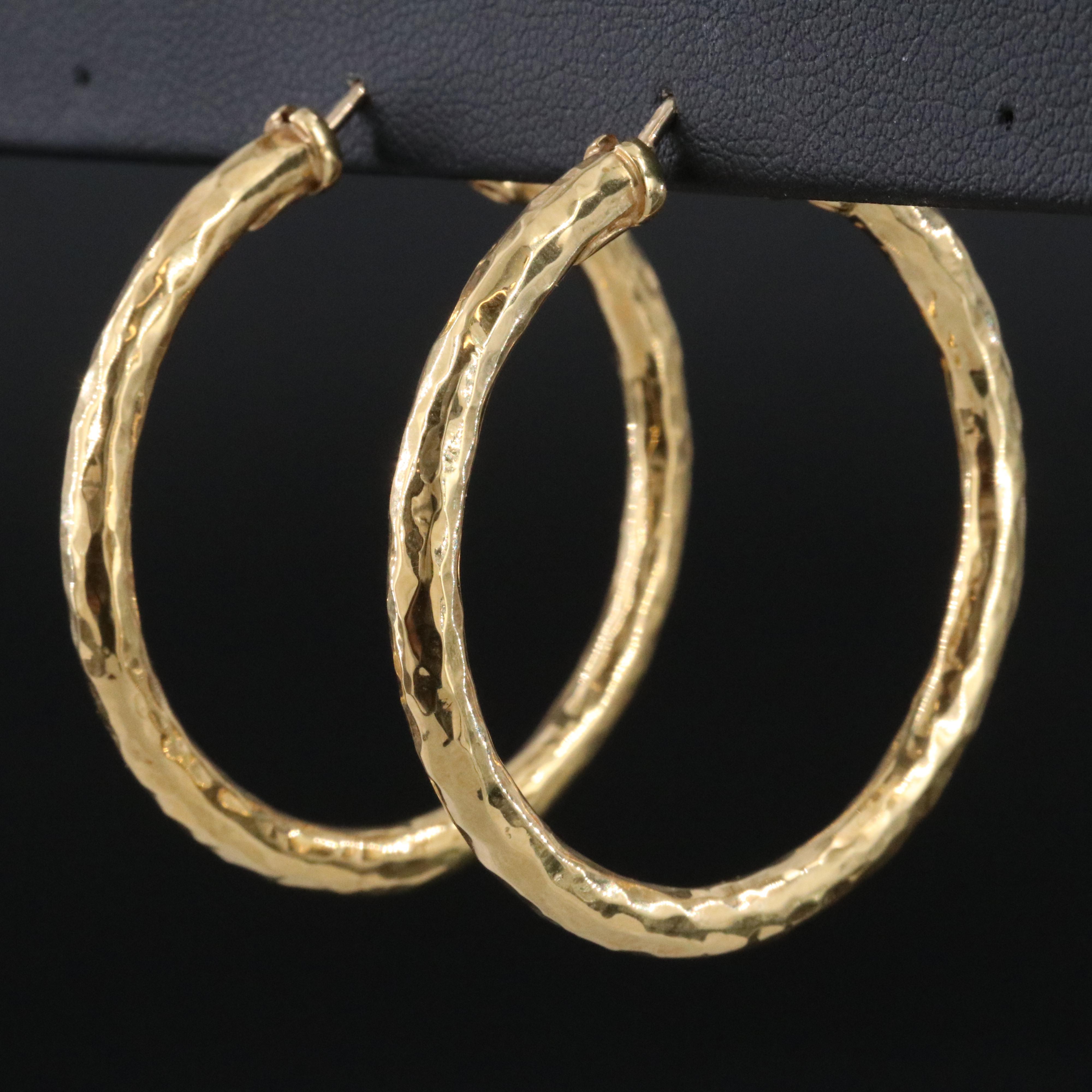 Roberto Coin Martellato 18K Hammered Hoop Earrings
