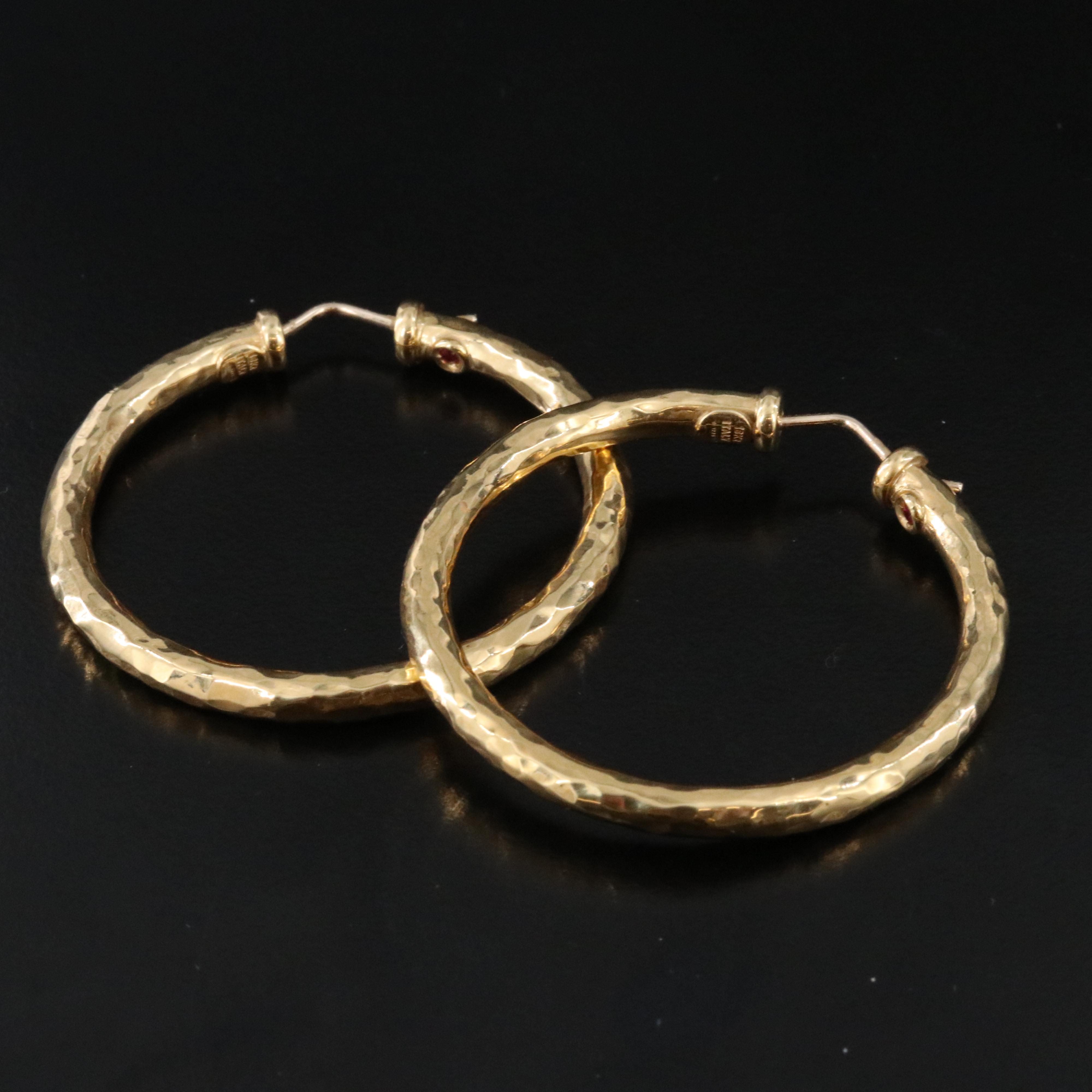 Roberto Coin Martellato 18K Hammered Hoop Earrings