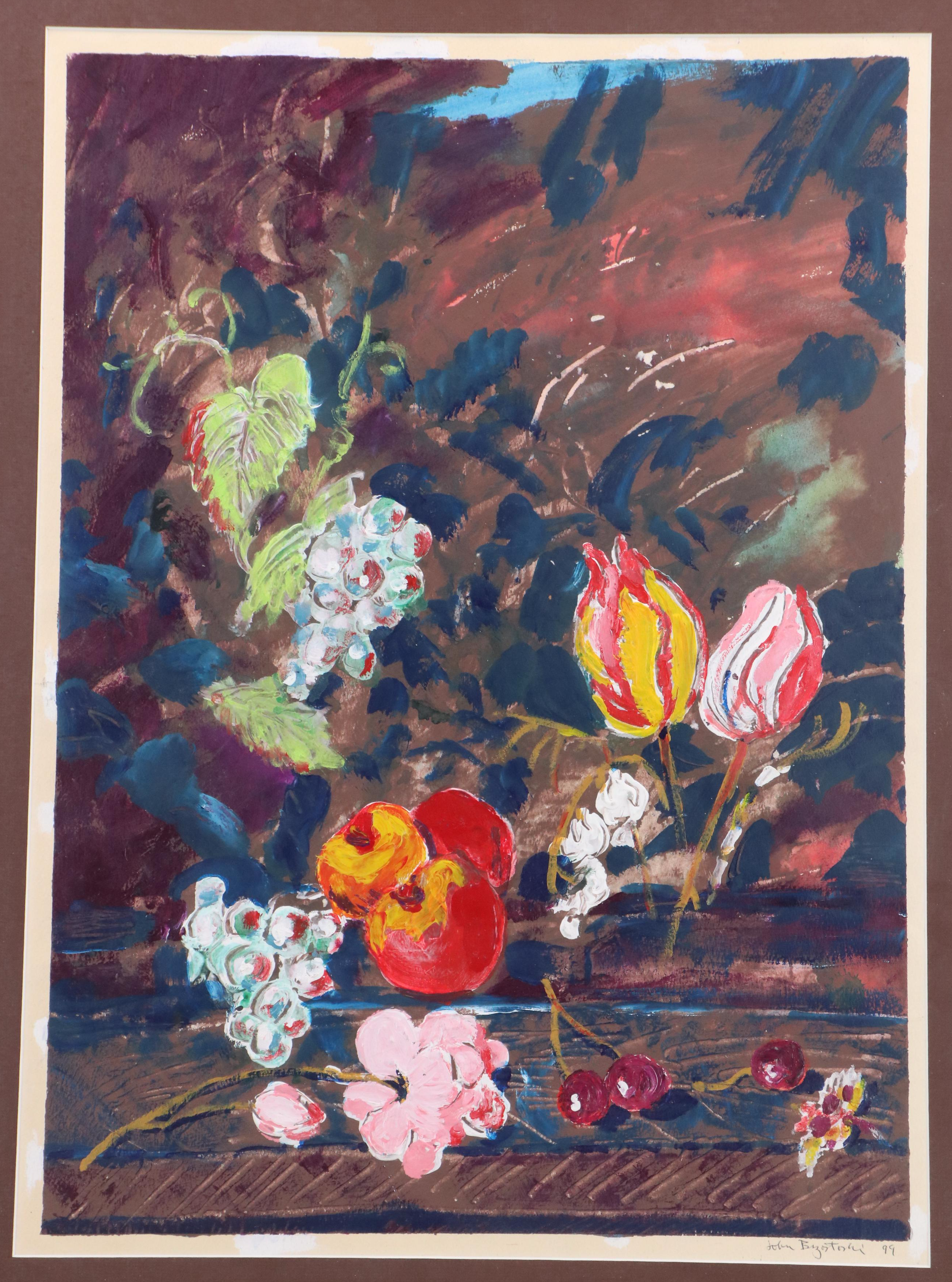 John Brzostoski Expressionist Still Life Acrylic Painting, 1999