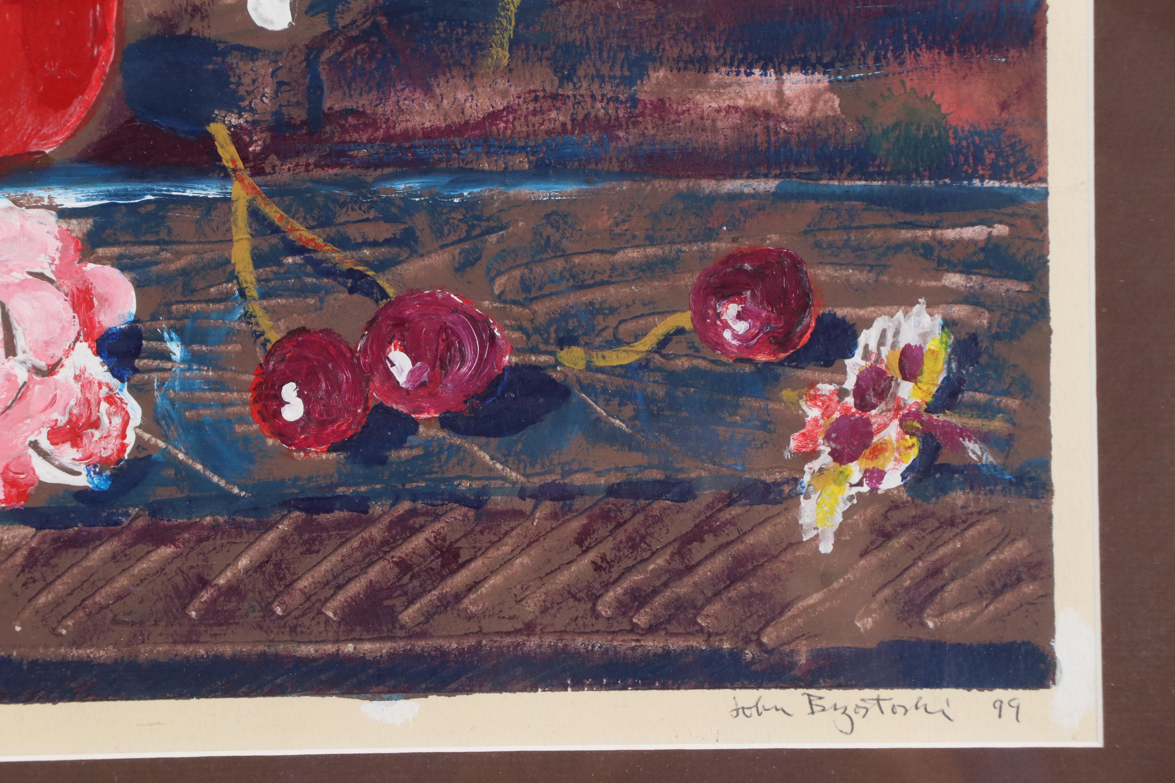 John Brzostoski Expressionist Still Life Acrylic Painting, 1999