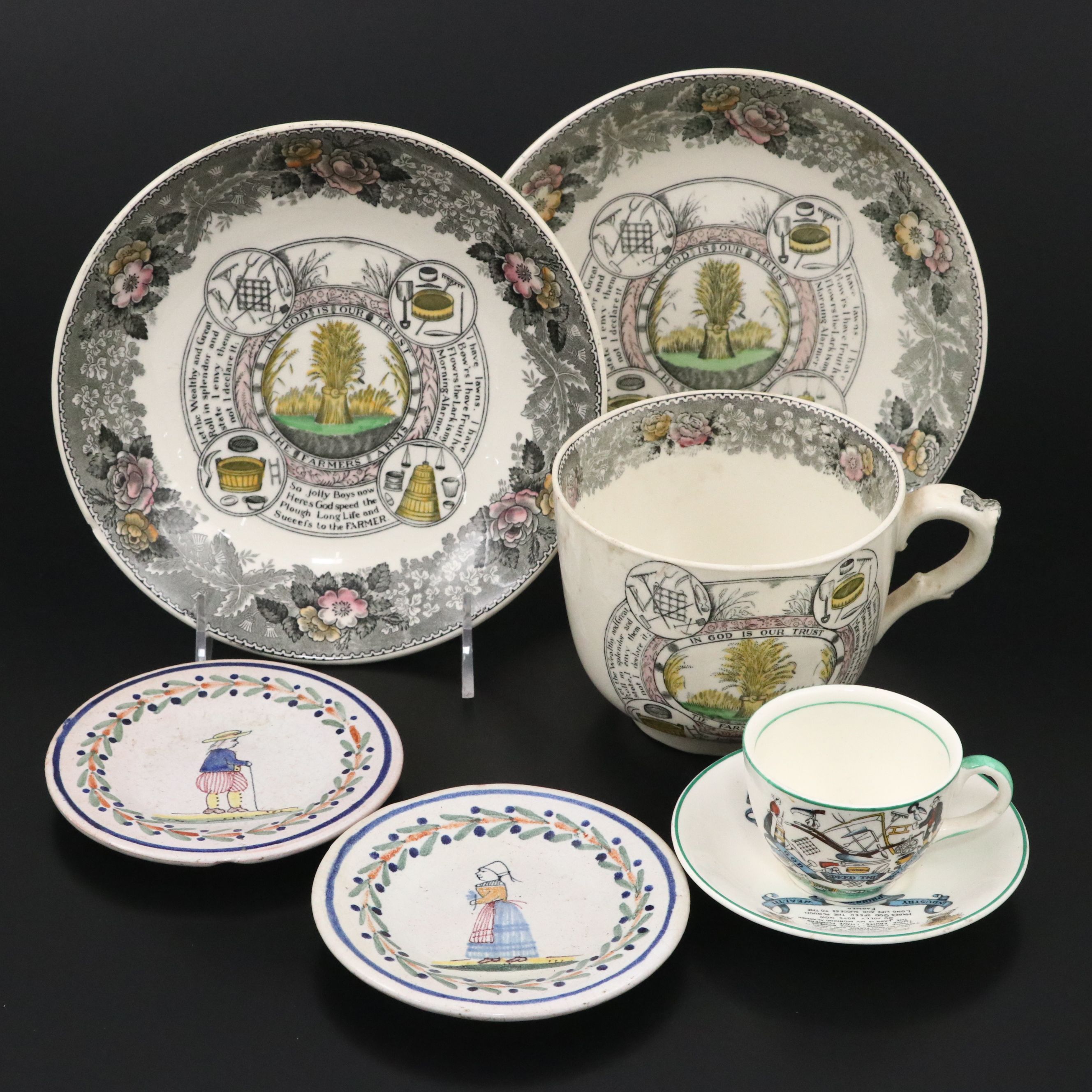 Adams and Other English Farmer's Toast Tableware with Quimper Faïence Plates