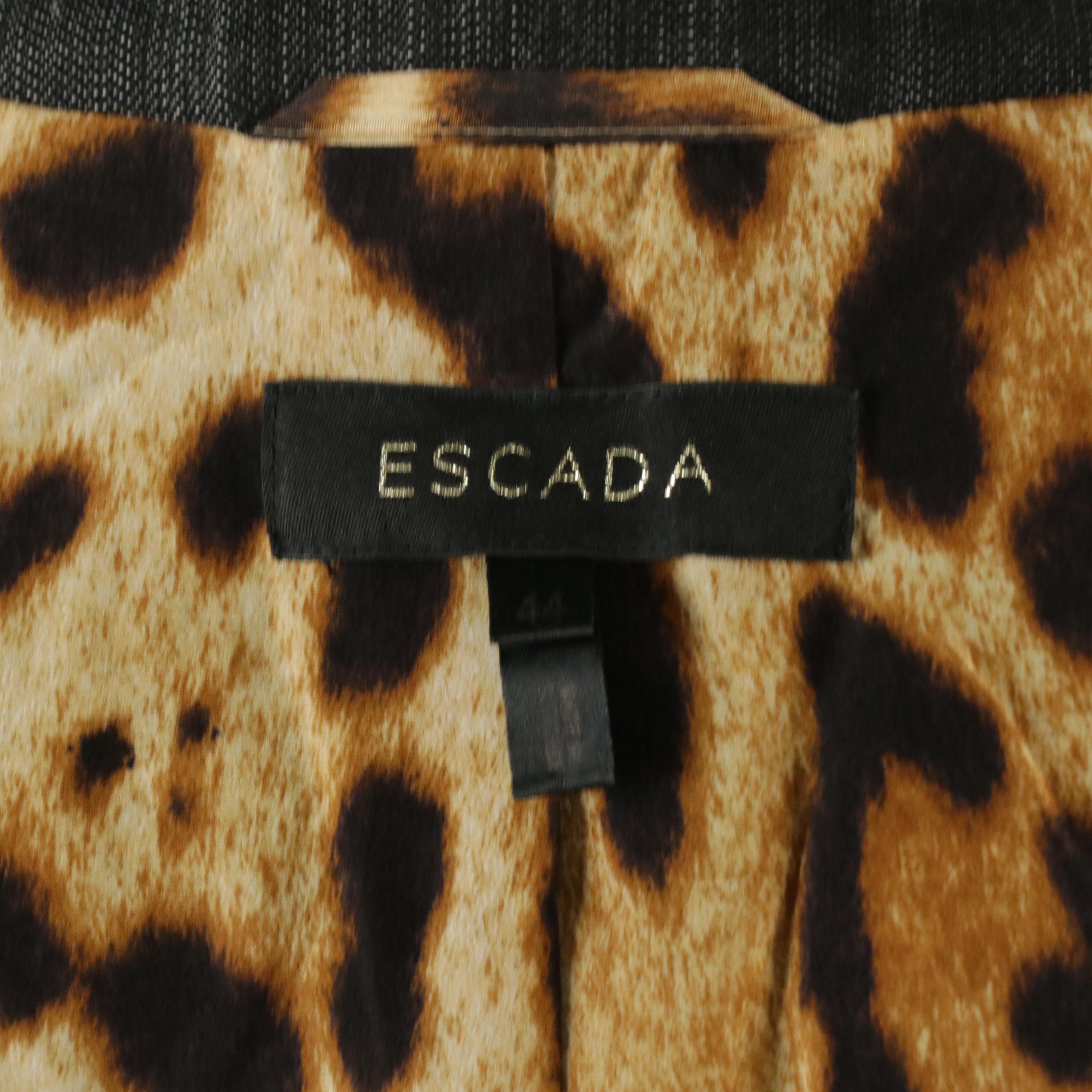 Escada Studded Grey Denim Zip Jacket