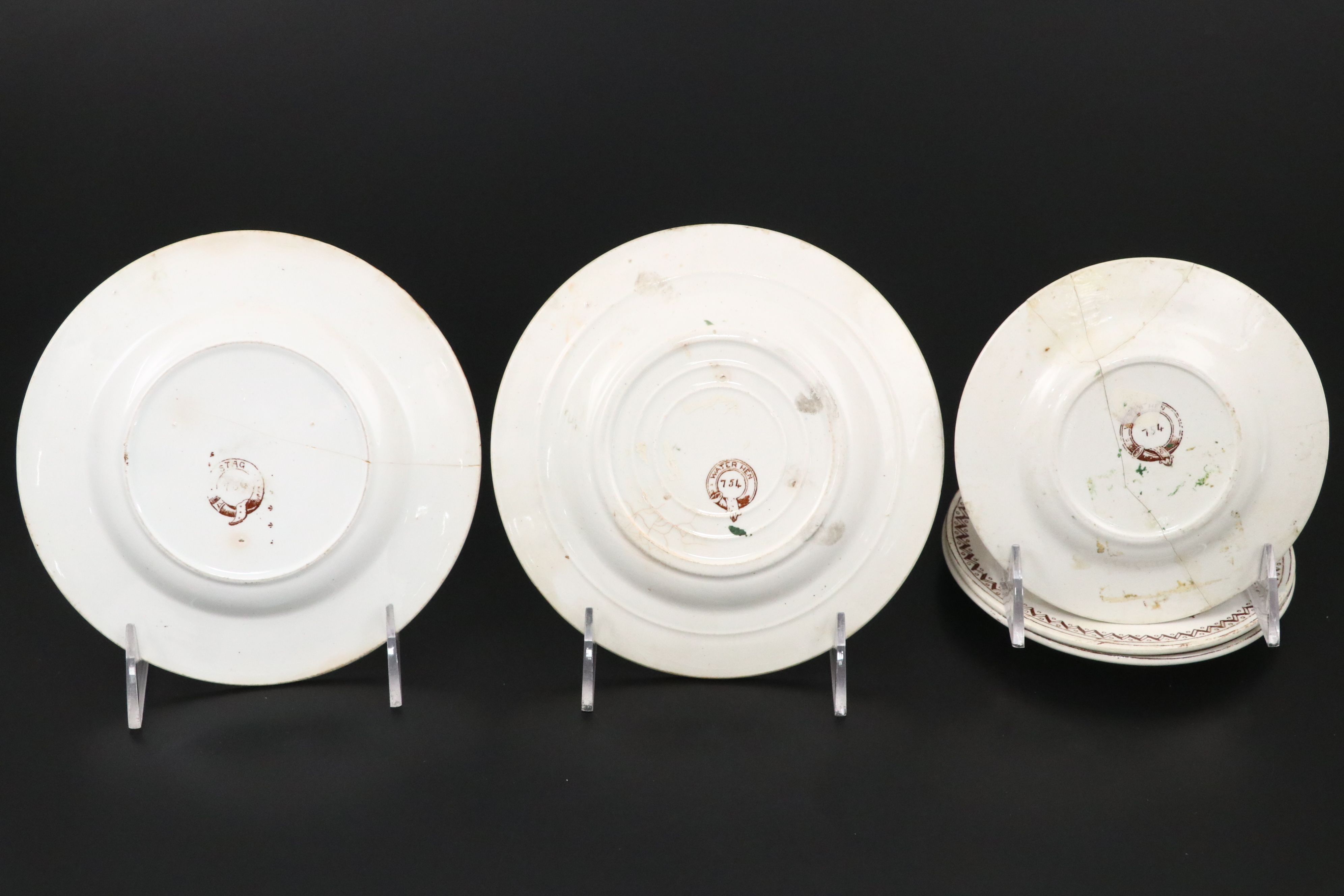 Woods "Brier" Plate with Other English Brown Transferware Tableware