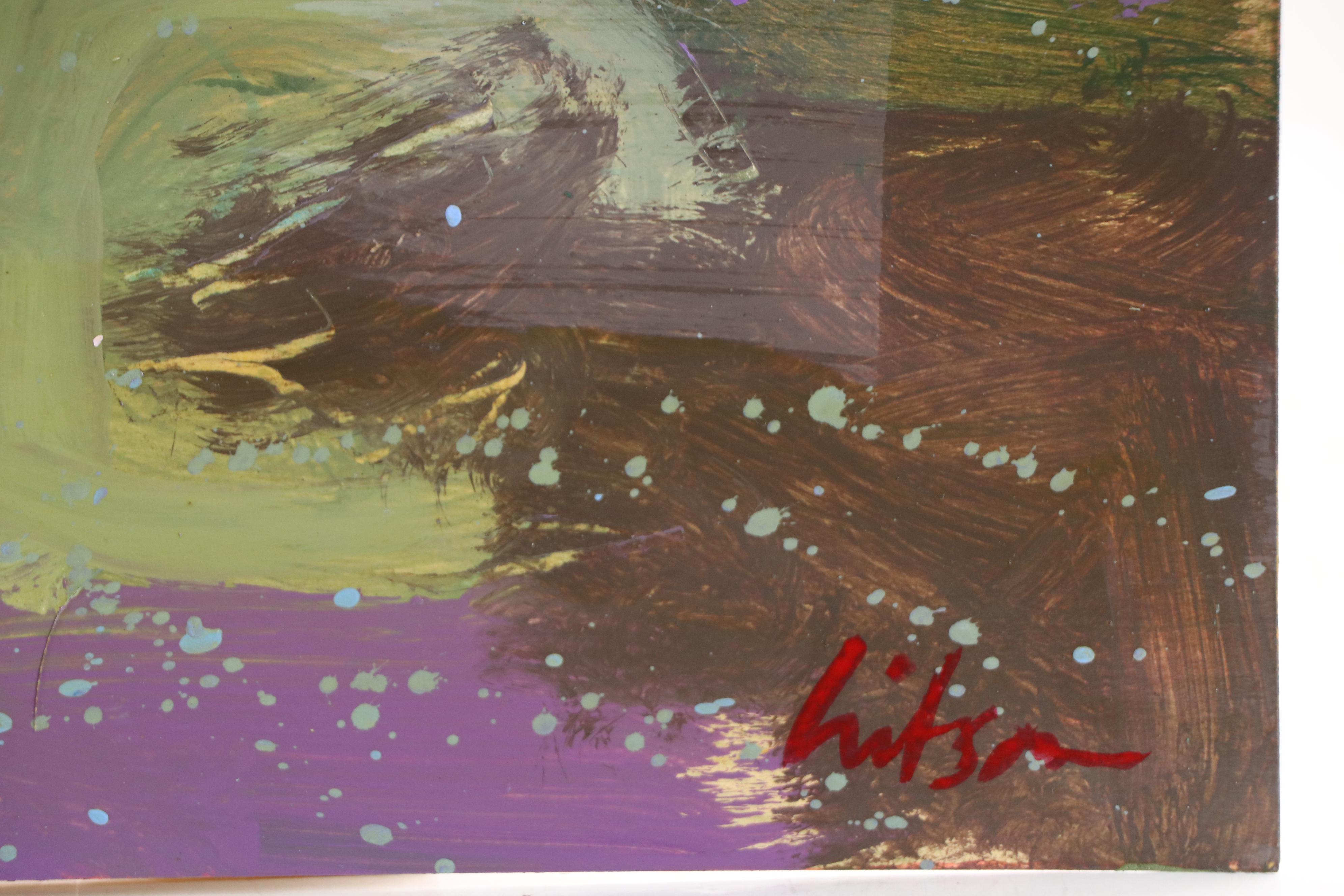 Harry Hilson Expressionist Landscape Acrylic Painting, Late 20th Century