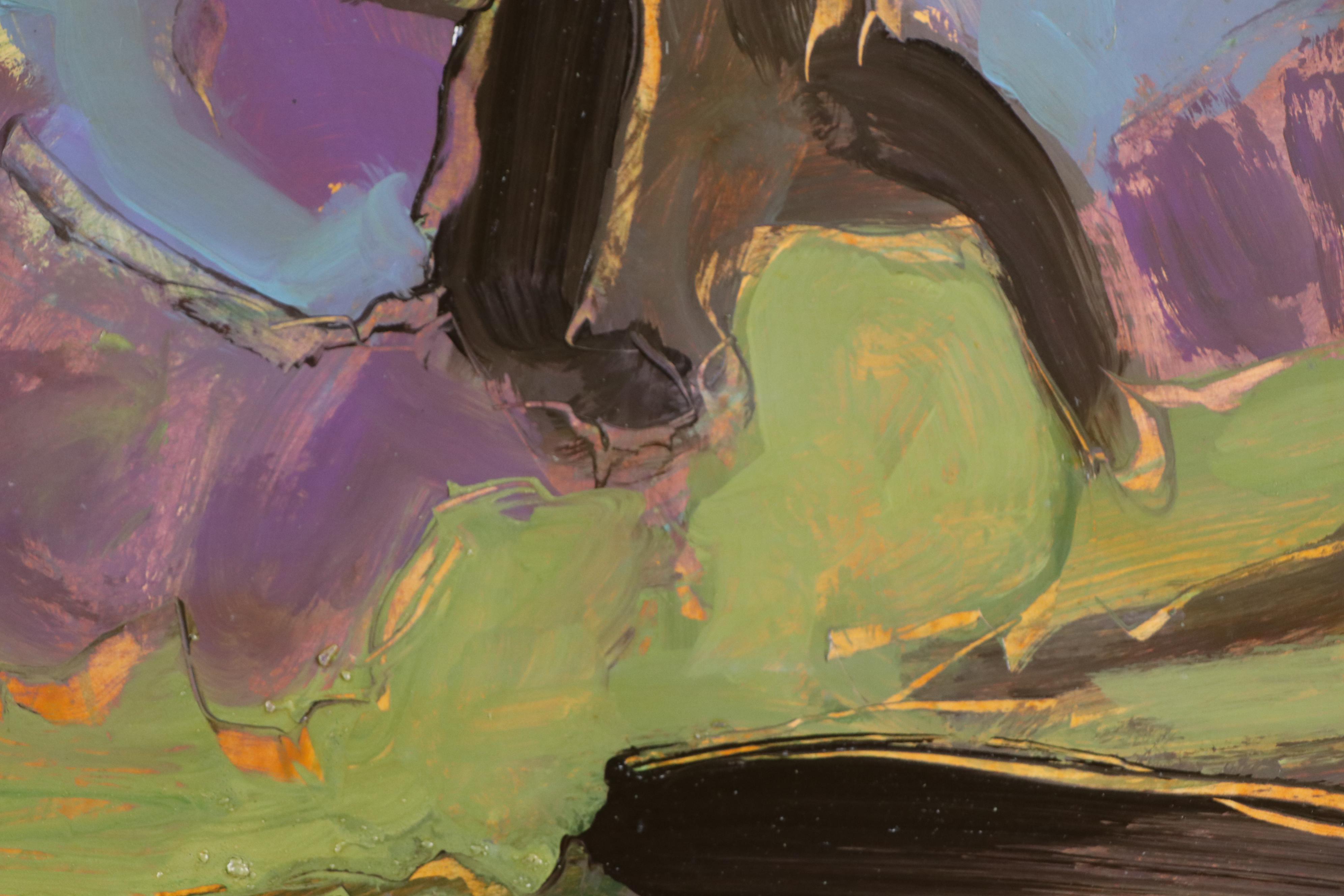 Harry Hilson Expressionist Landscape Acrylic Painting, Late 20th Century