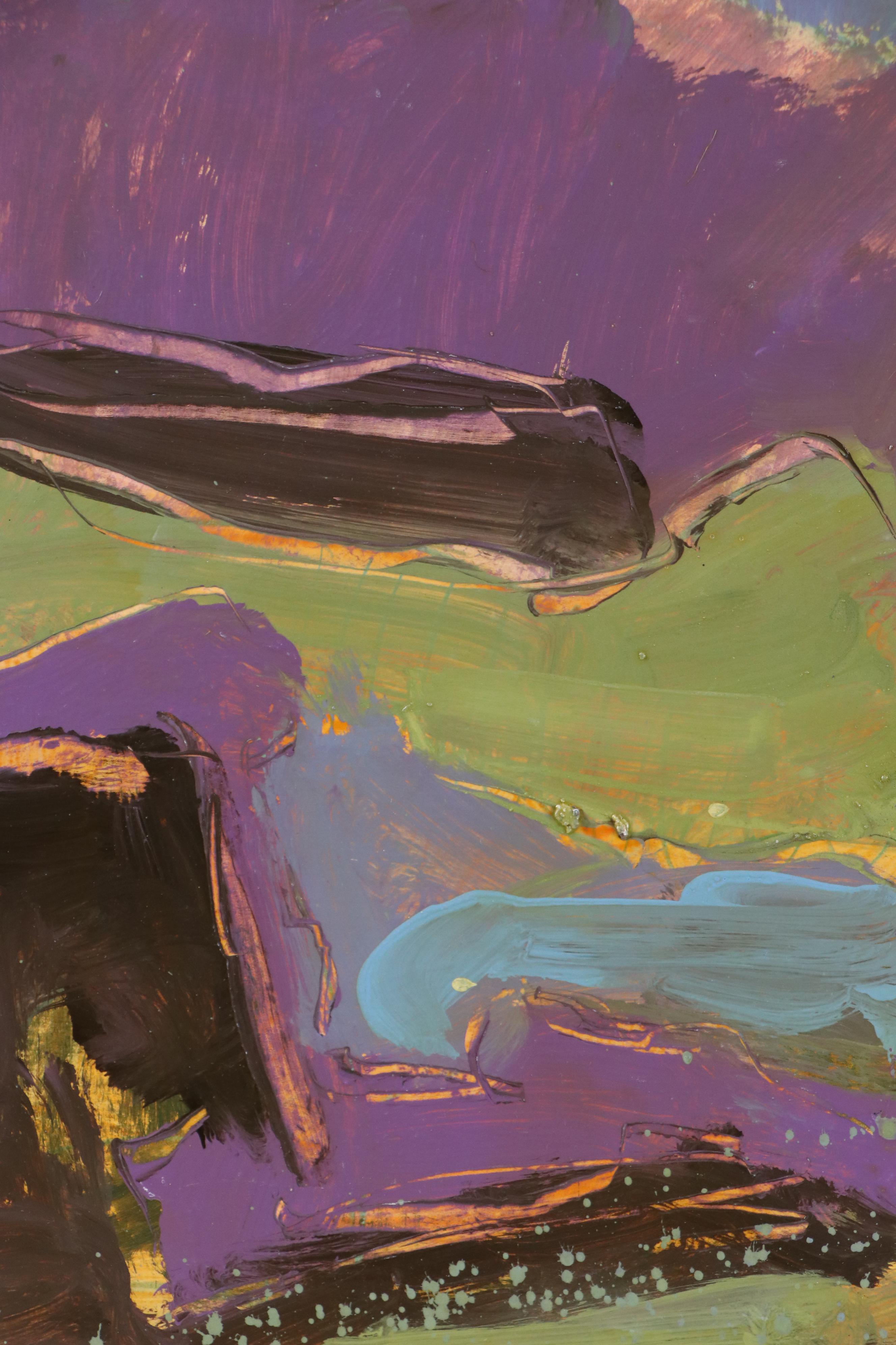 Harry Hilson Expressionist Landscape Acrylic Painting, Late 20th Century