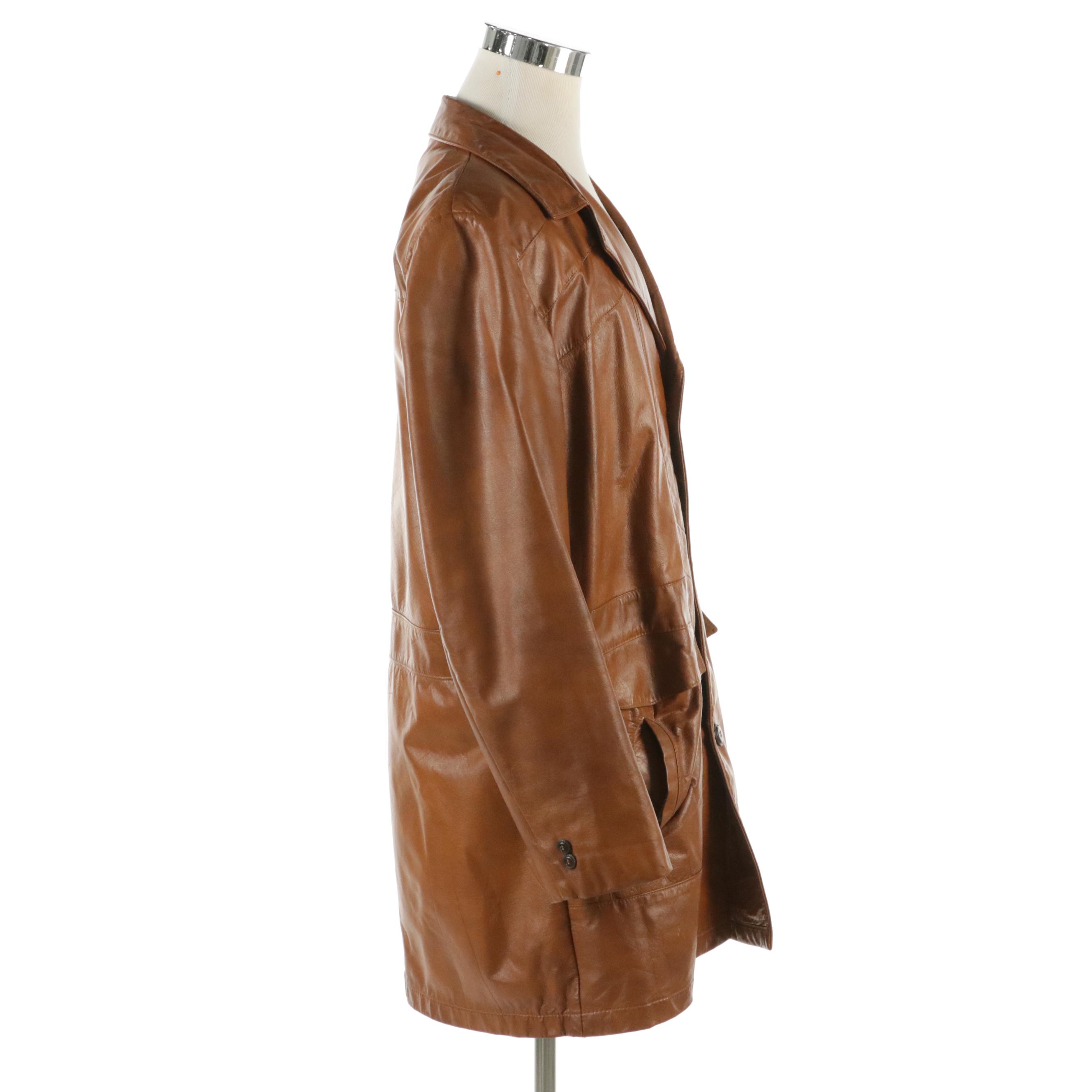 Men's The Leather Shop for Sears Vintage Caramel Brown Leather Jacket