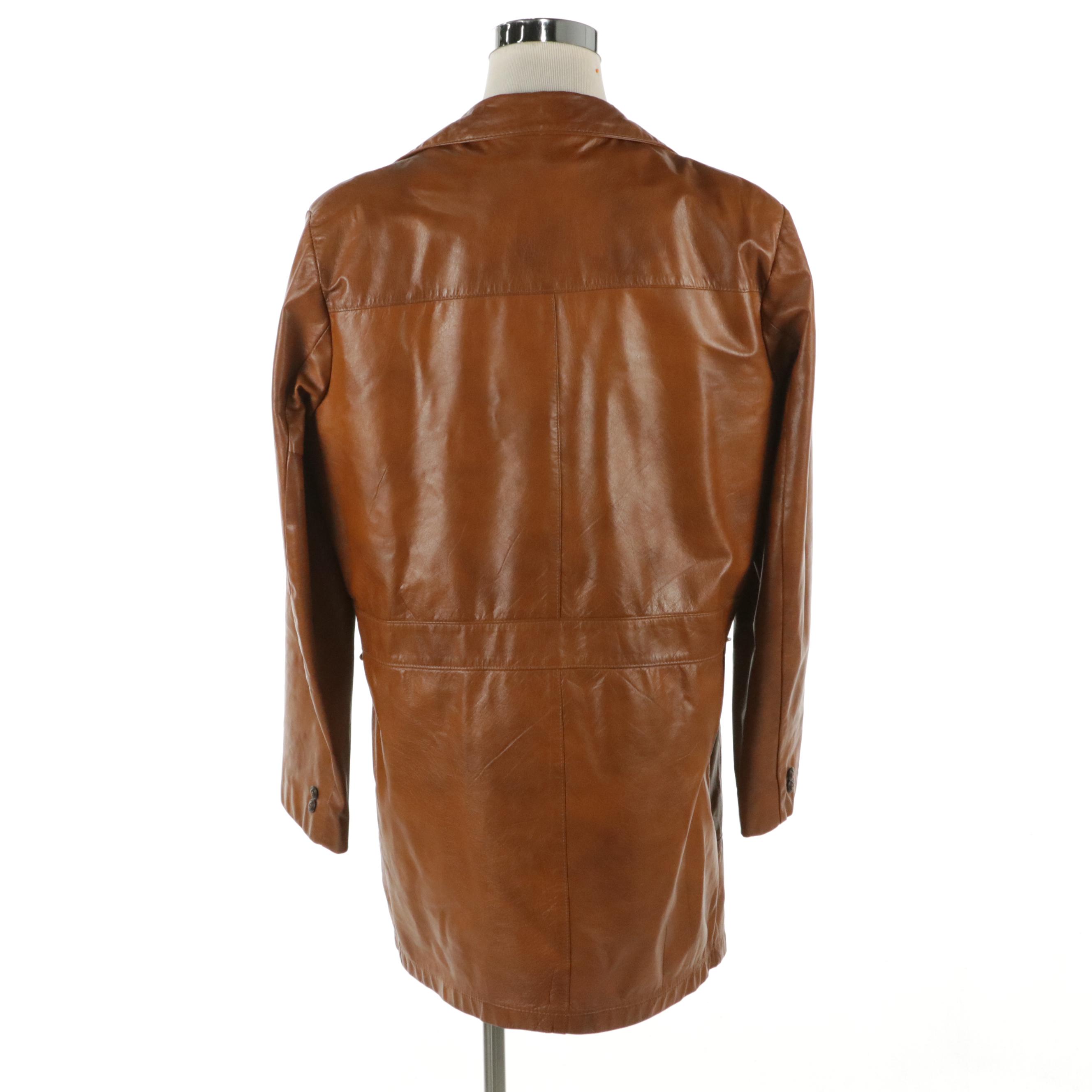 Men's The Leather Shop for Sears Vintage Caramel Brown Leather Jacket