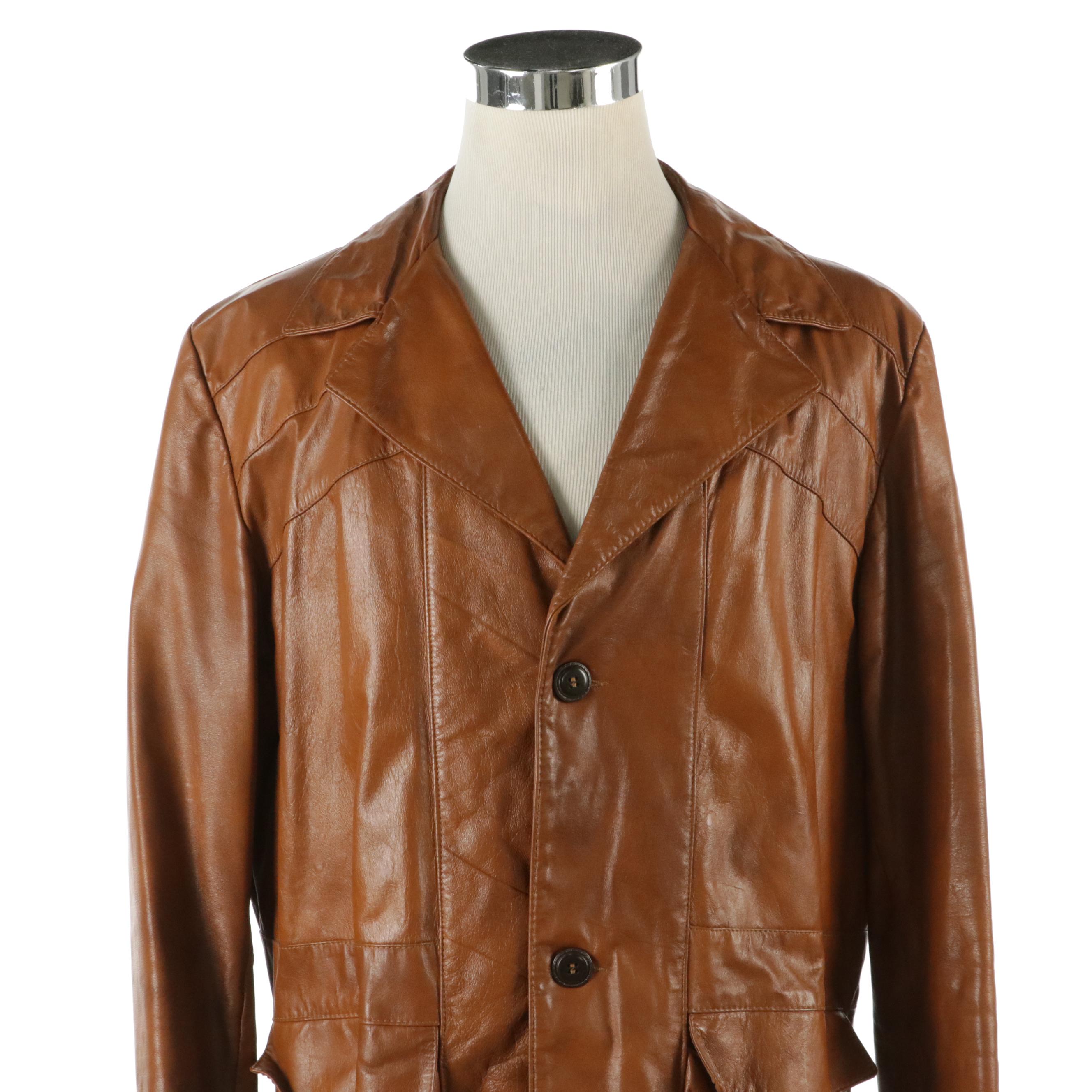 Men's The Leather Shop for Sears Vintage Caramel Brown Leather Jacket