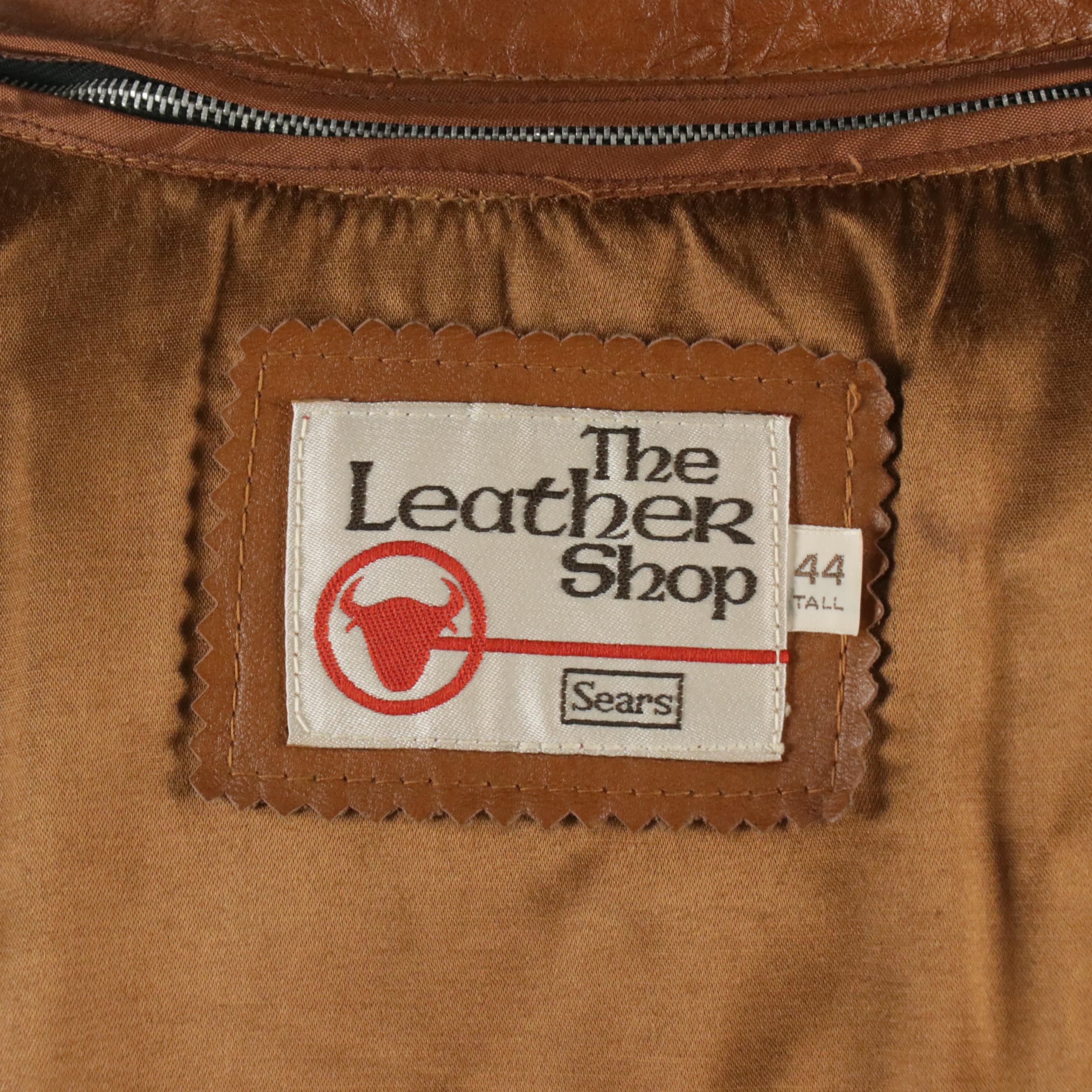 Men's The Leather Shop for Sears Vintage Caramel Brown Leather Jacket