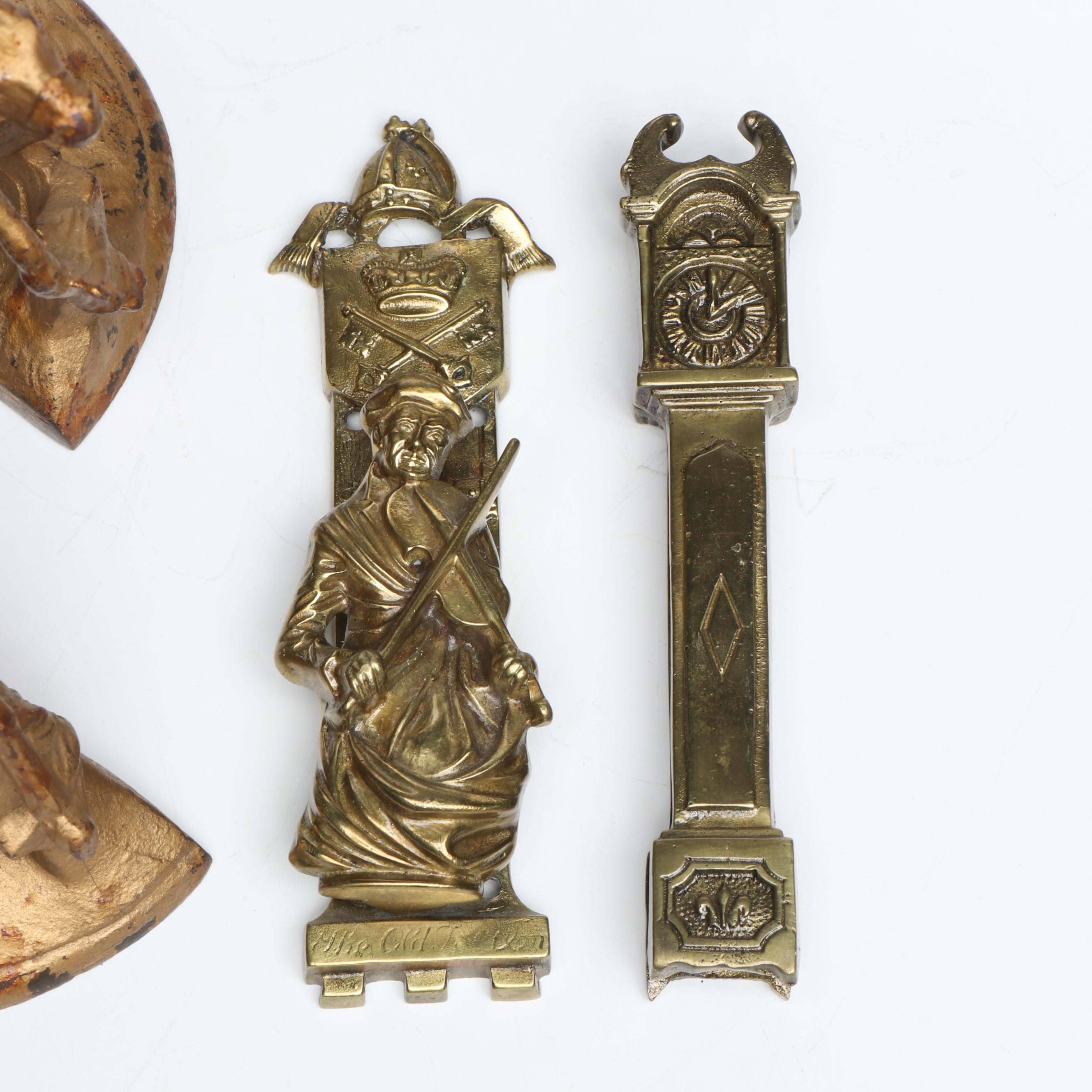 Victorian Style English Brass Doorknockers with Equestrian Bookends