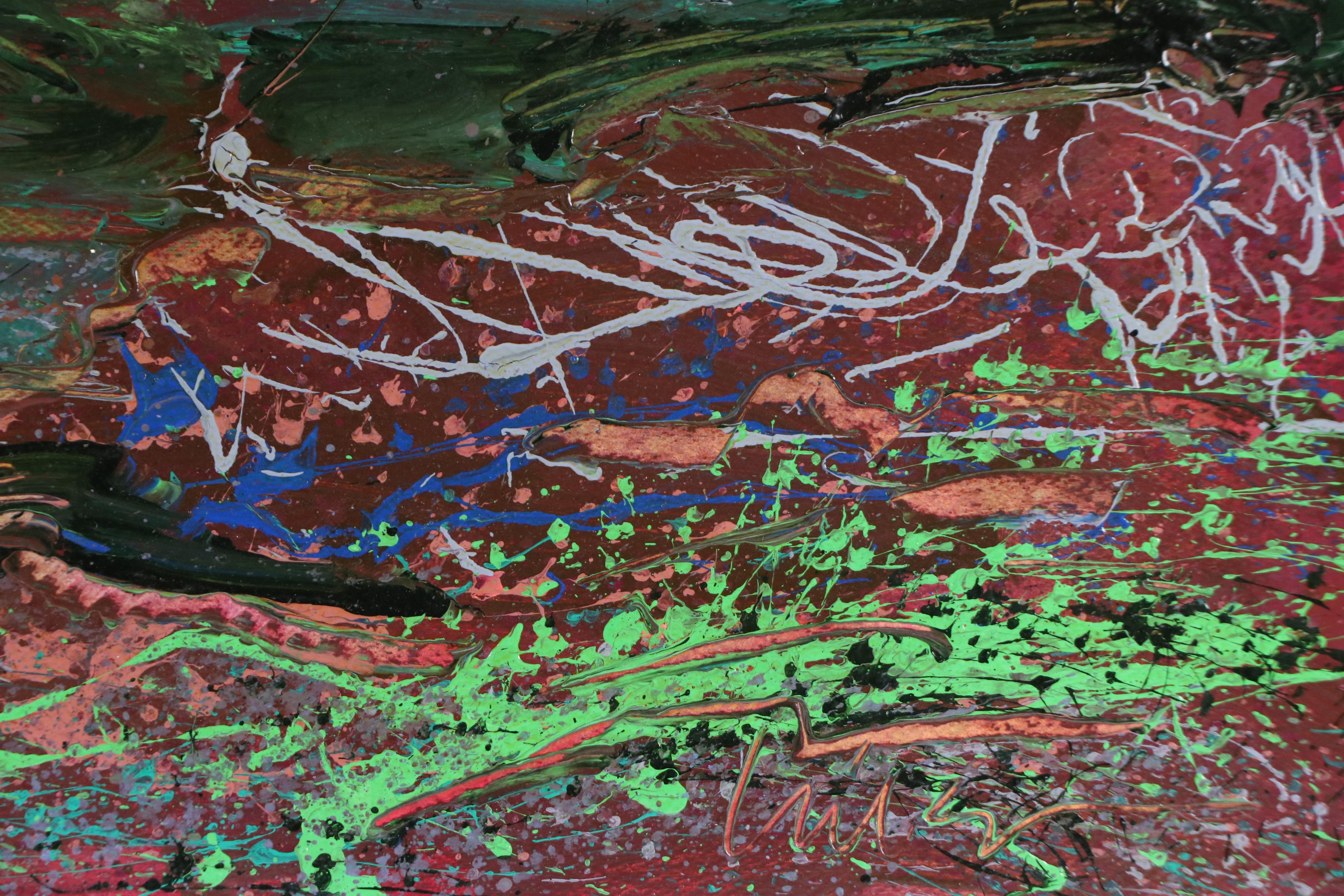 Harry Hilson Expressionist Landscape Acrylic Painting, Late 20th Century