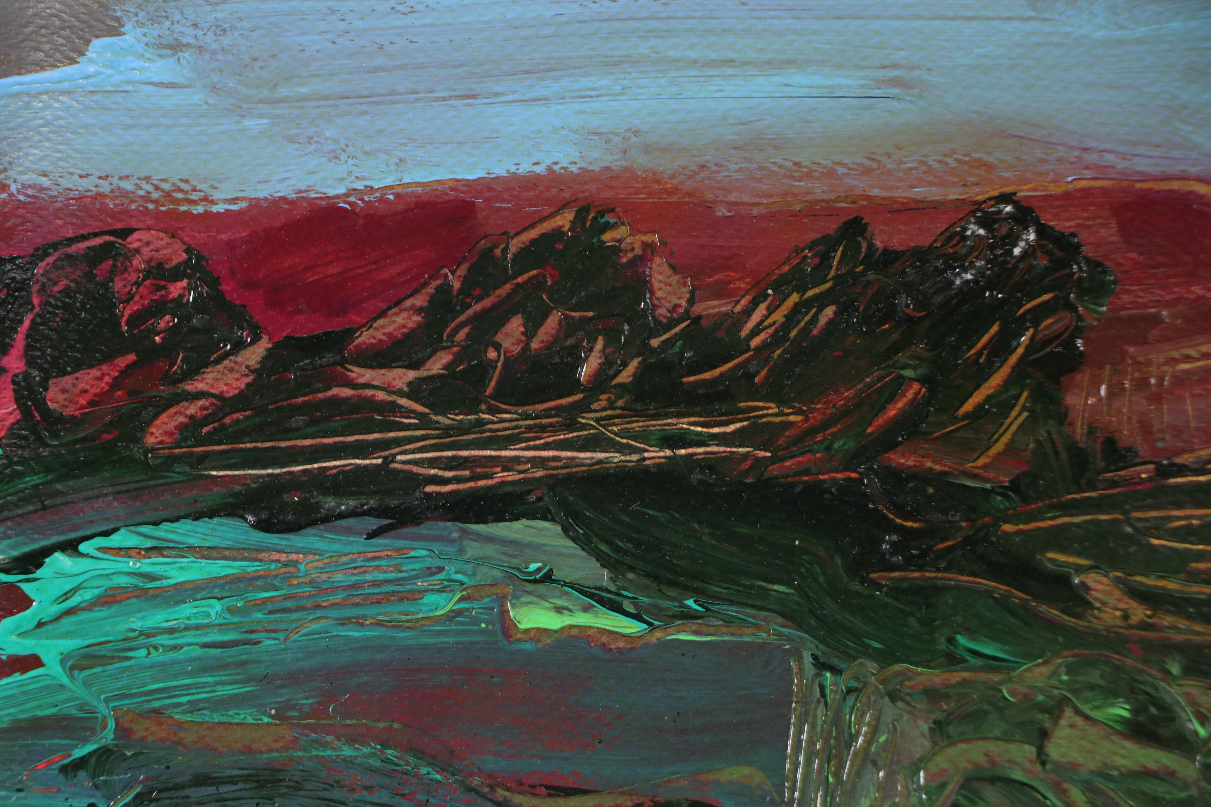 Harry Hilson Expressionist Landscape Acrylic Painting, Late 20th Century