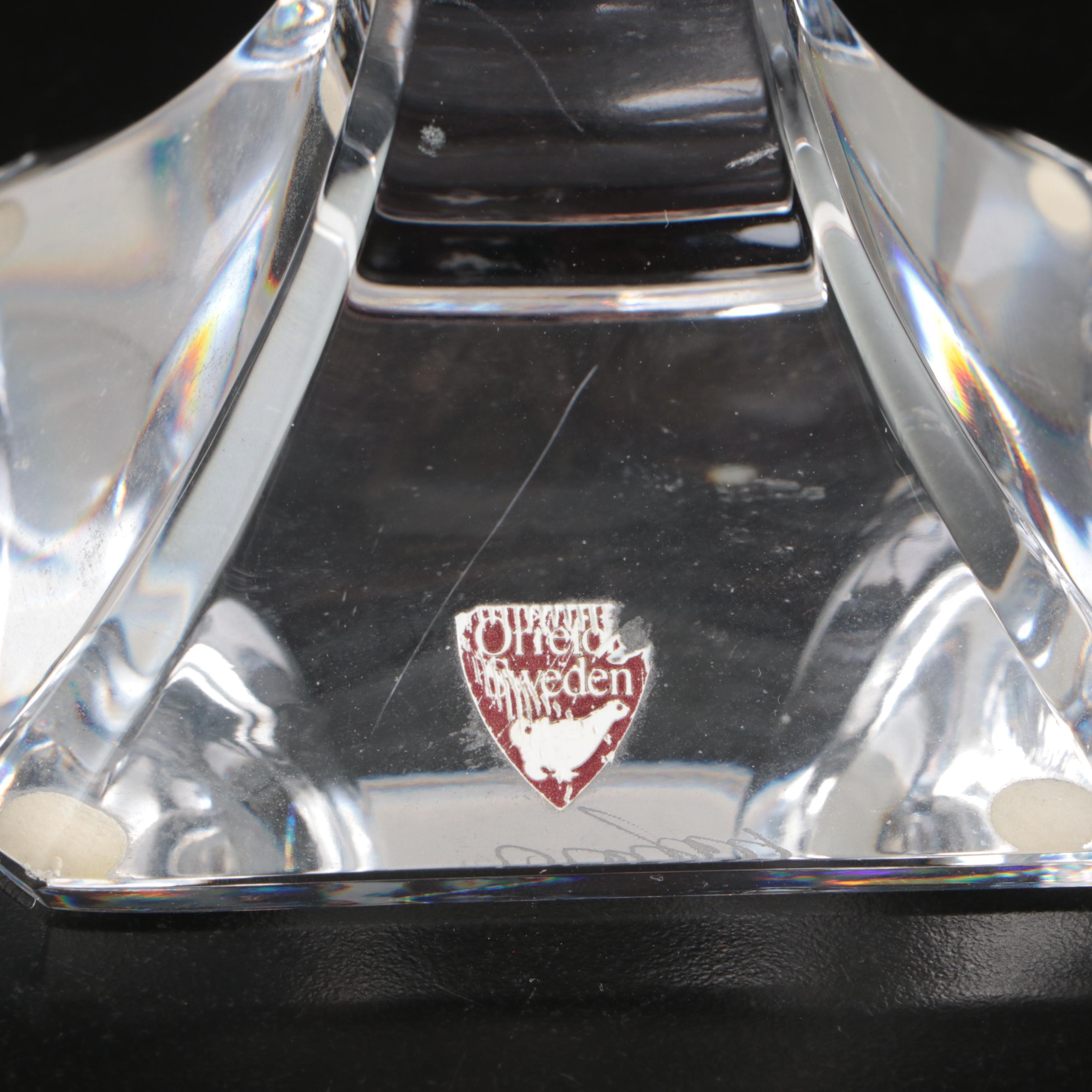 Orrefors Crystal Candlestick Pair with Other Crystal Centerpiece Bowl